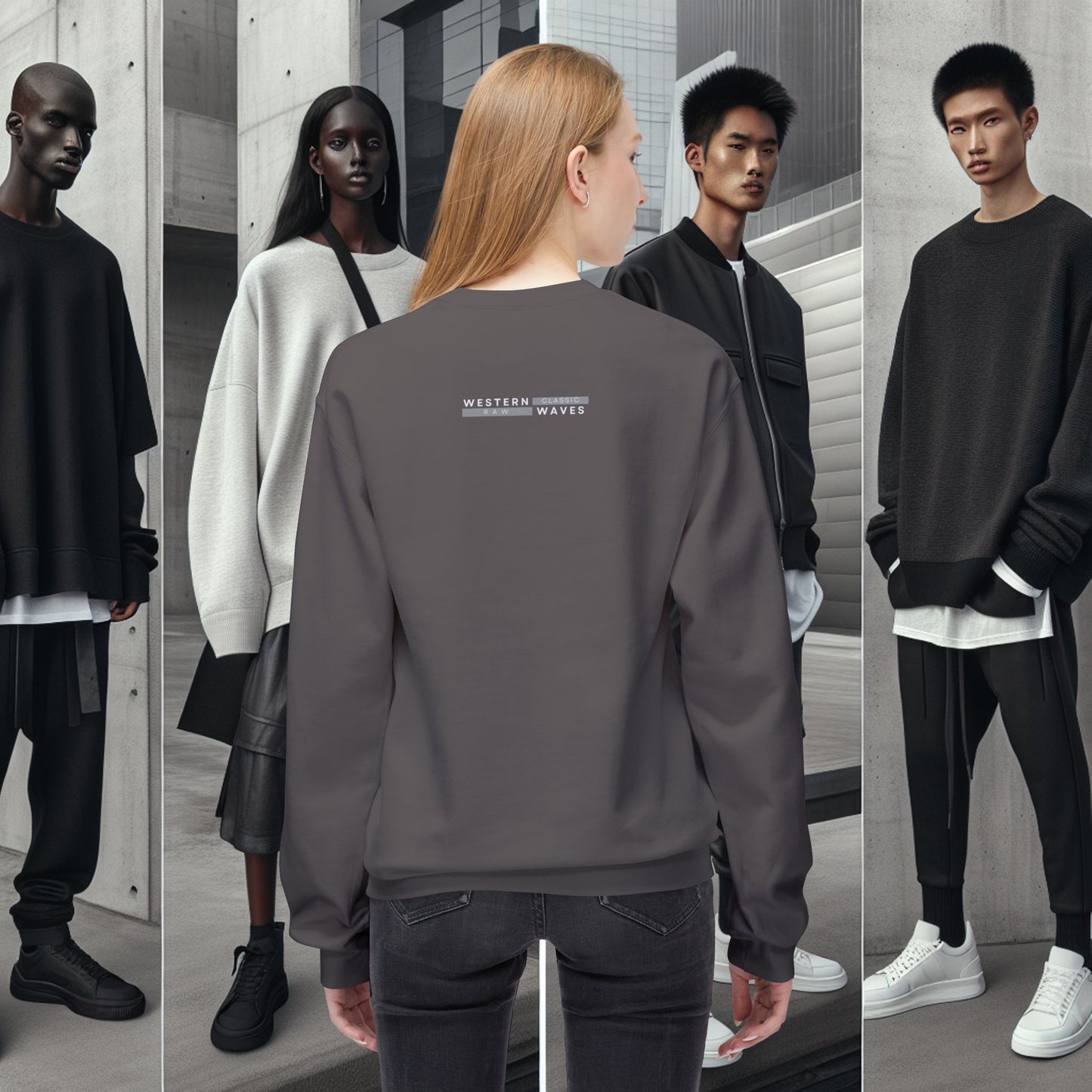 Unisex Midweight Softstyle Fleece Crewneck Sweatshirt_ Series N8+ USMWSSFCNSS PT2WW001_ UWD 0027_ Limited Edition Graphic Pullover by WesternWaves: