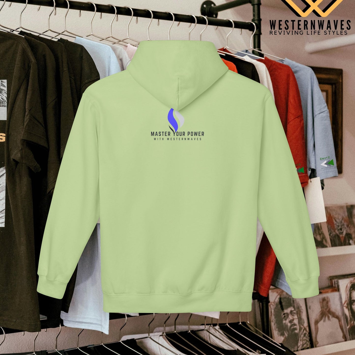 Unisex Midweight Softstyle Fleece Hoodie_ N3+ Series USMWSSFH PT2WW006_ Limited Edition Luxuriously Soft 100% Cotton Face by WesternWaves:
