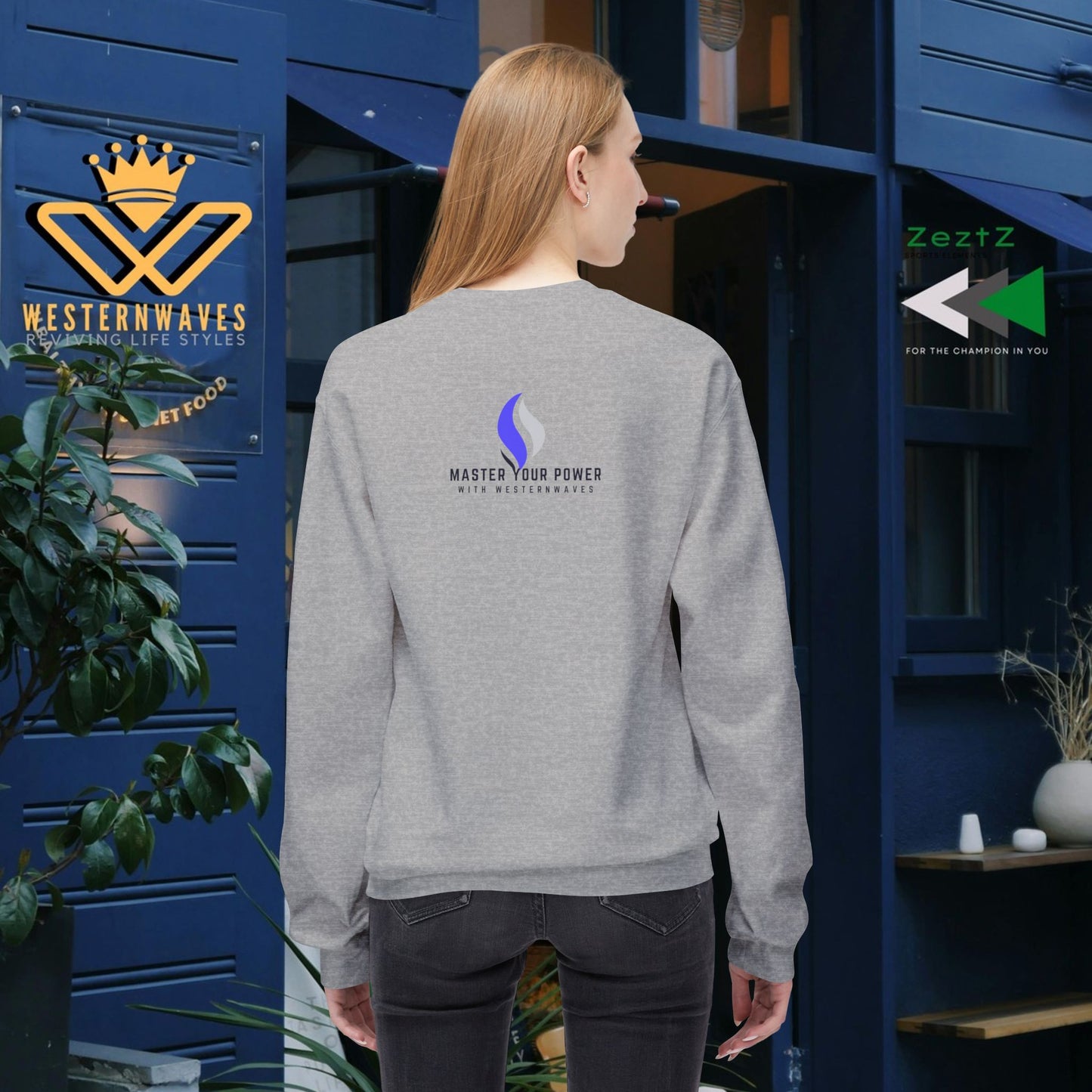Unisex Midweight Softstyle Fleece Crewneck Sweatshirt_ N3+ Series USMWSSFCNSS PT2WW001_ Limited Edition Stylish Eco-conscious Raw Classic by WesternWaves: