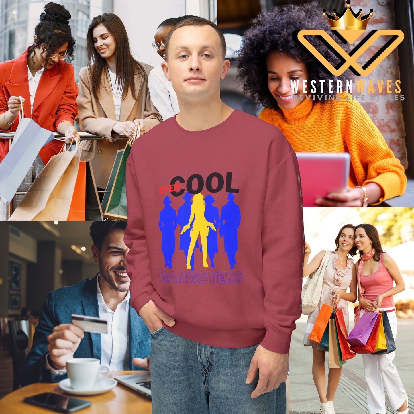 Unisex Lightweight Crewneck Sweatshirt_ N3+ Series ULWCSS PT2WW001_ Limited Edition by WesternWaves: