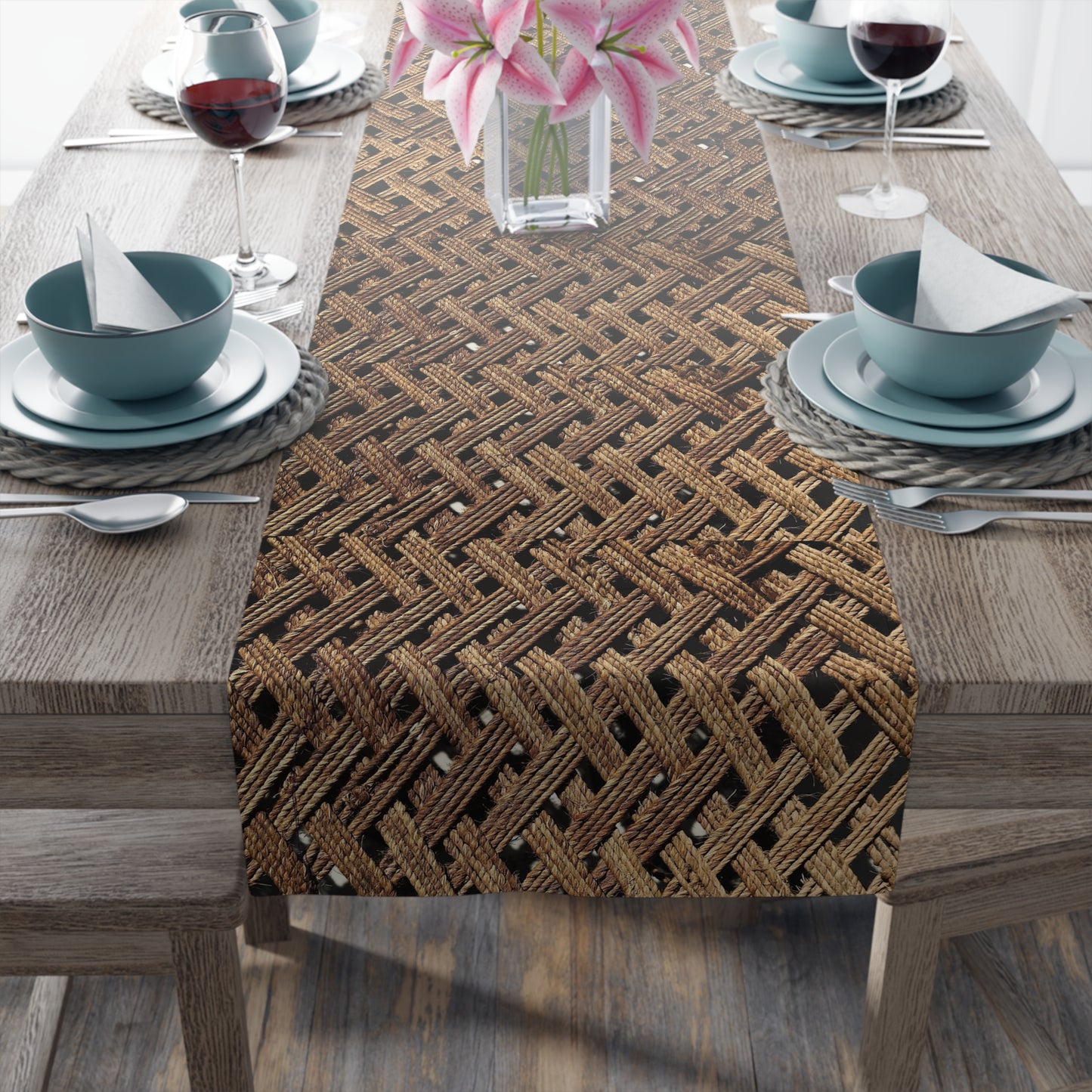 Title: Table Runner (Cotton, Poly)_ Rustic Natural Weave Table Runner for Stylish Dining_ N7+ Series TRUNNER PT2WW005_ Limited Edition by WesternWaves_