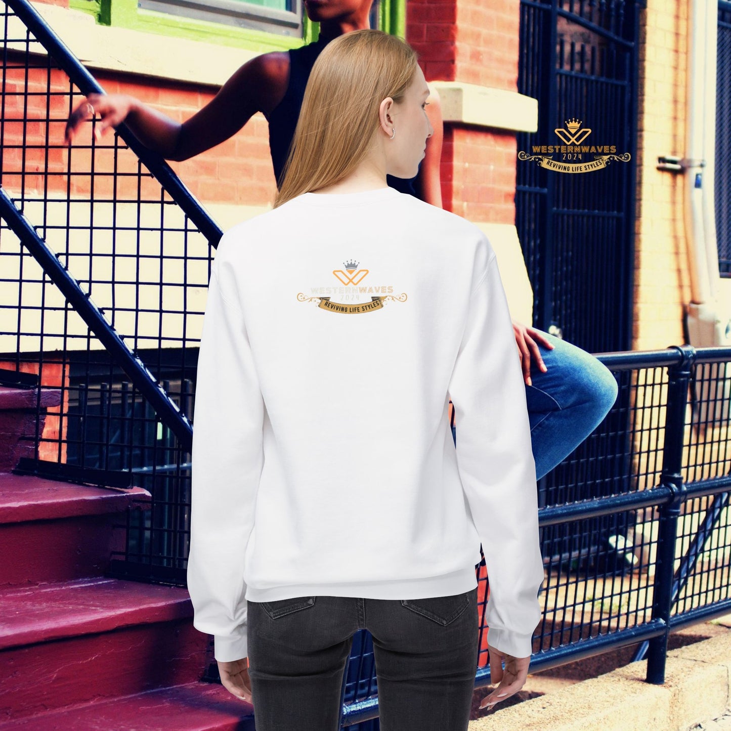 Unisex Midweight Fleece Crewneck Sweatshirt_ N3+ Series UXMWFCS PT2WW015_ WesternWaves Signature Limited Edition: