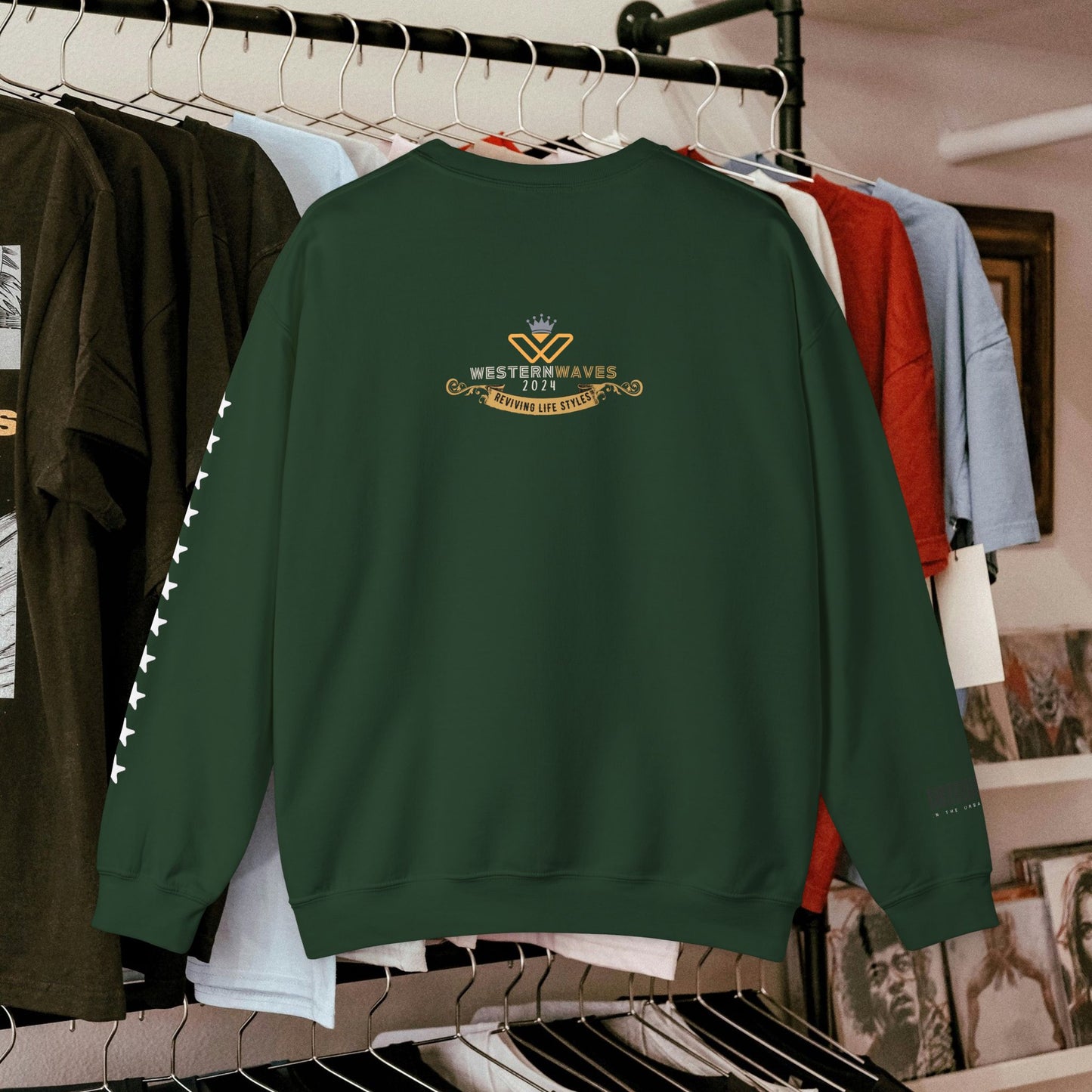 Unisex Heavy Blend™ Crewneck Sweatshirt_ N3+ Series UHBCSS PT2WW006_ Limited Edition Pure Luxury By WesternWaves: