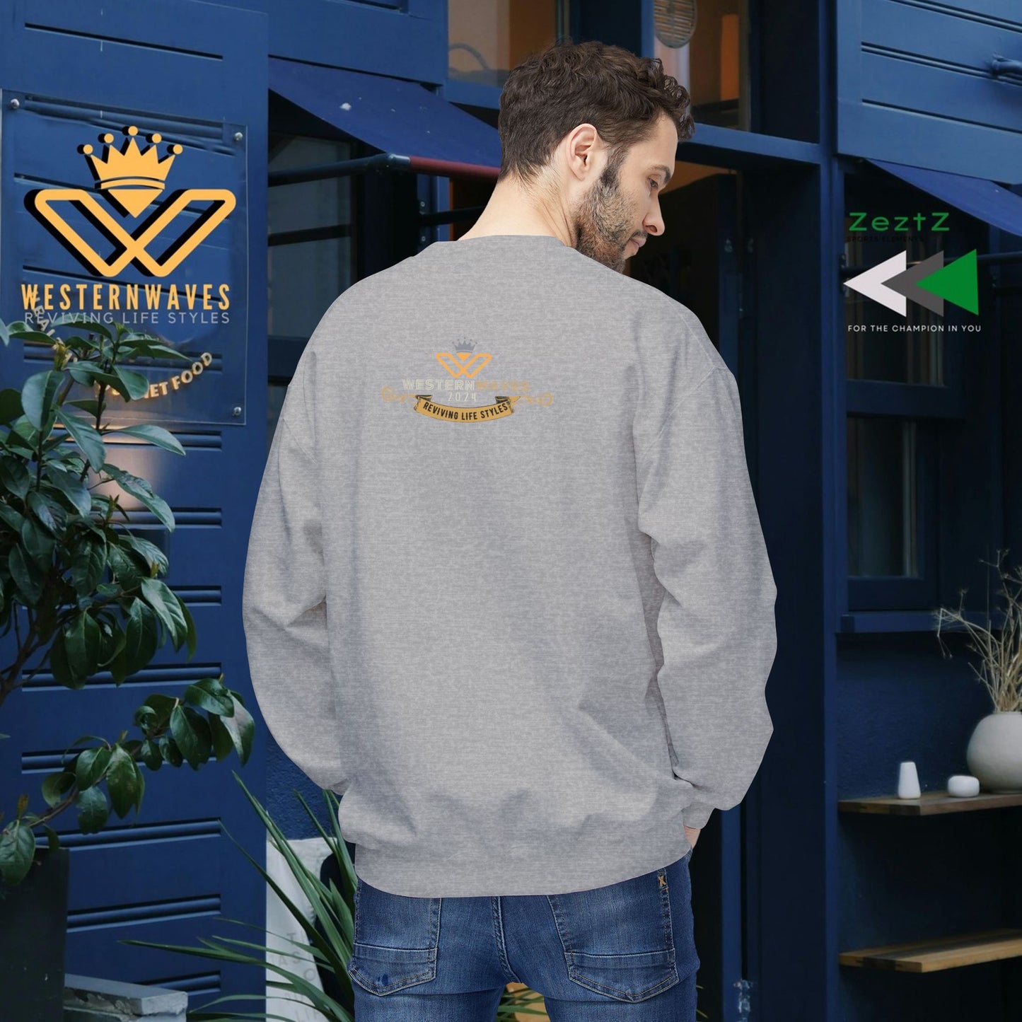 Unisex Midweight Fleece Crewneck Sweatshirt_ N3+ Series UXMWFCS PT2WW015_ WesternWaves Signature Limited Edition: