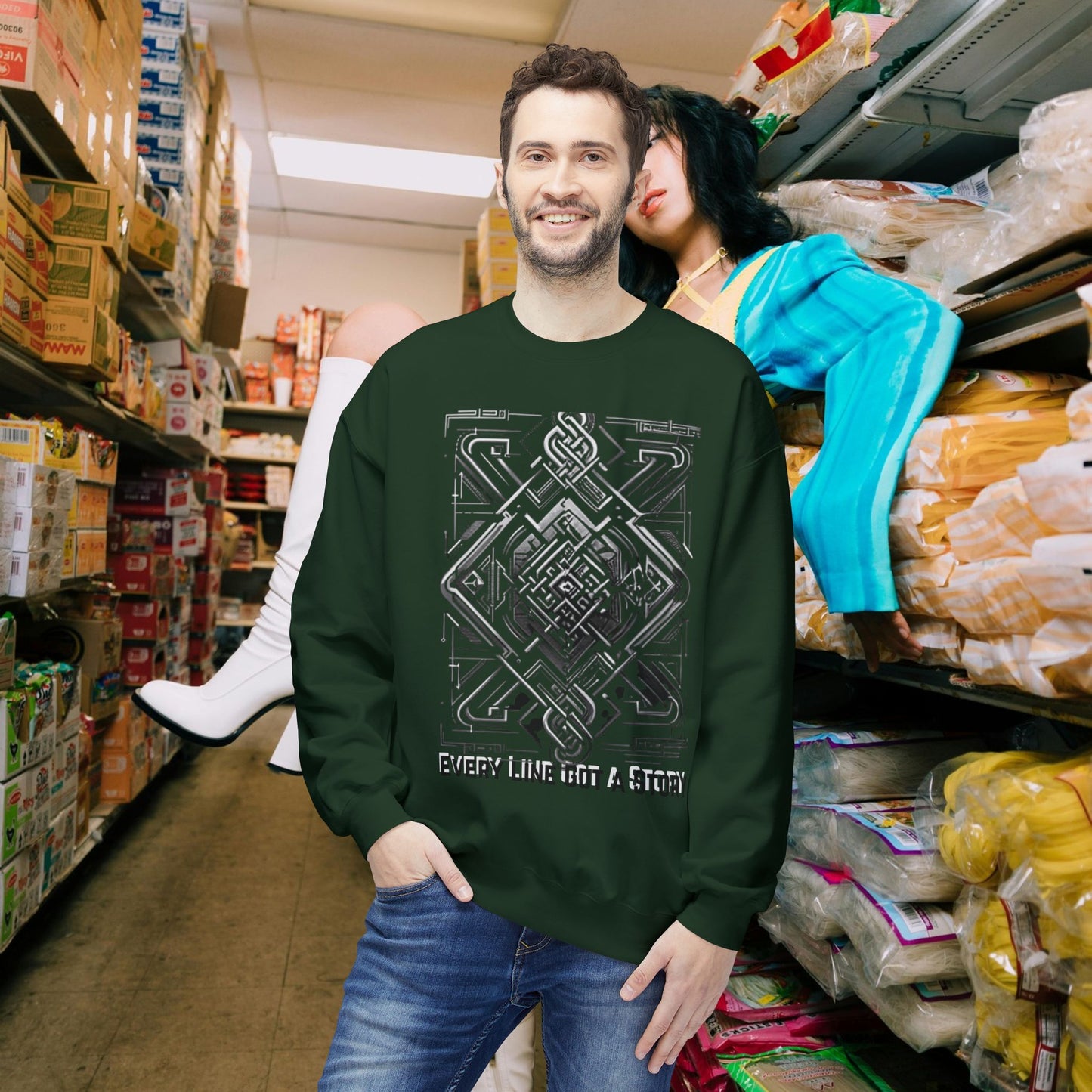 Every Line Got A Story Sweatshirt | Unisex Fleece Crewneck, Cozy Pullover, Artistic Gift, Casual Layer, Everyday Wear