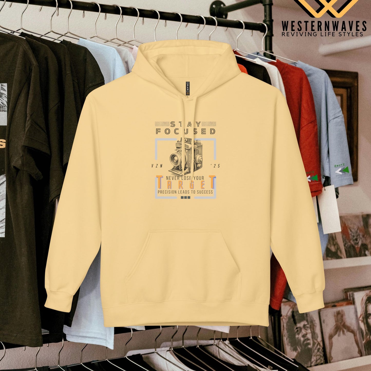 Unisex Midweight Softstyle Fleece Hoodie_ N3+ Series USMWSSFH PT2WW006_ Limited Edition Luxuriously Soft 100% Cotton Face by WesternWaves: