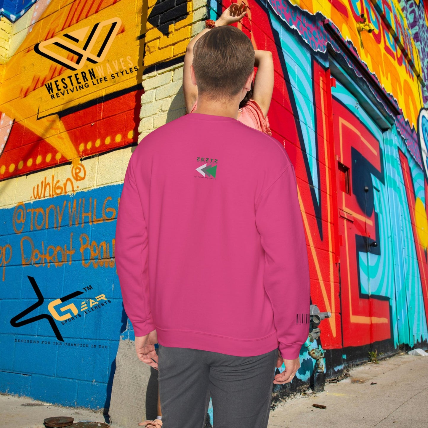 Unisex Heavy Blend™ Crewneck Sweatshirt_ N2 Sports Series UHBCSS PT2WW010_ Limited Edition ‘Zeztz’ Brand Sports Elements by WesternWaves: