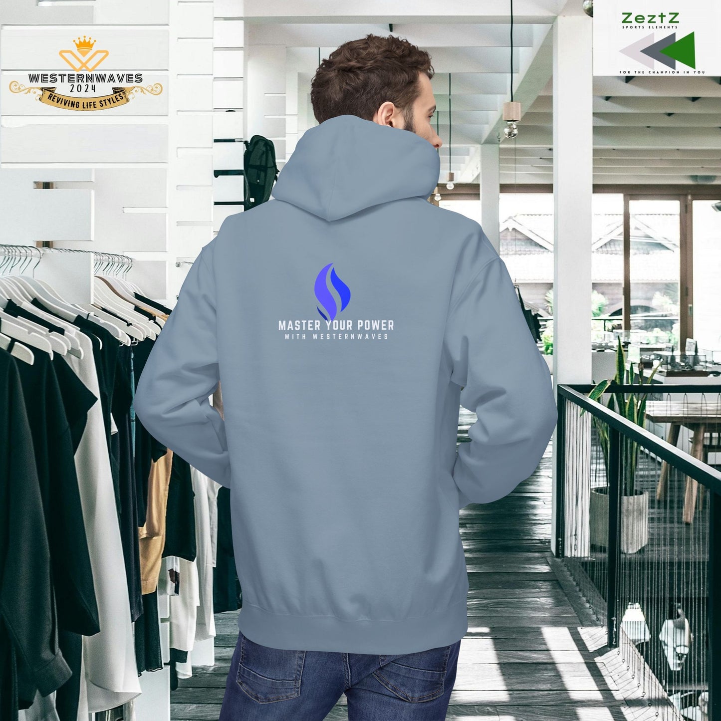 Unisex Midweight Softstyle Fleece Hoodie_ N3+ Series USMWSSFH PT2WW004_ Limited Edition Luxuriously Soft 100% Cotton Face by WesternWaves: