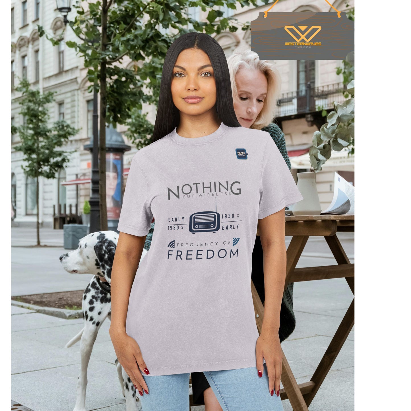 Unisex Vintage Acid Washed Freedom Tee – N6+ Series VAWFTEE PT2WW001_ Limited Edition by WesternWaves_