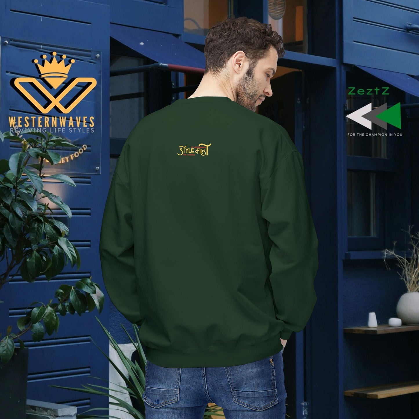 Unisex Midweight Softstyle Fleece Crewneck Sweatshirt_ N2+ Series USMWSSFCNSS PT2WW010_ Limited Edition Stylish Eco-conscious Raw Classic by WesternWaves: