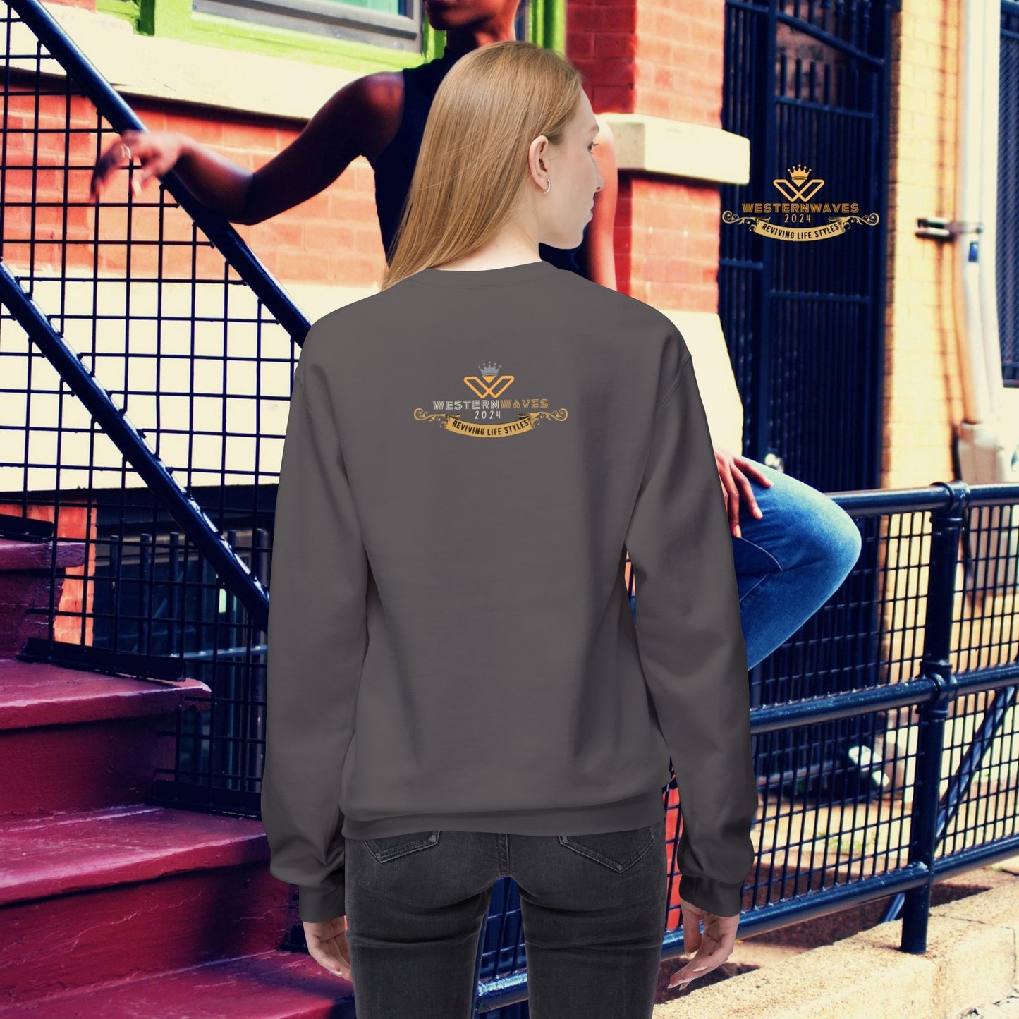 Unisex Midweight Fleece Crewneck Sweatshirt_ N3+ Series UXMWFCS PT2WW015_ WesternWaves Signature Limited Edition: