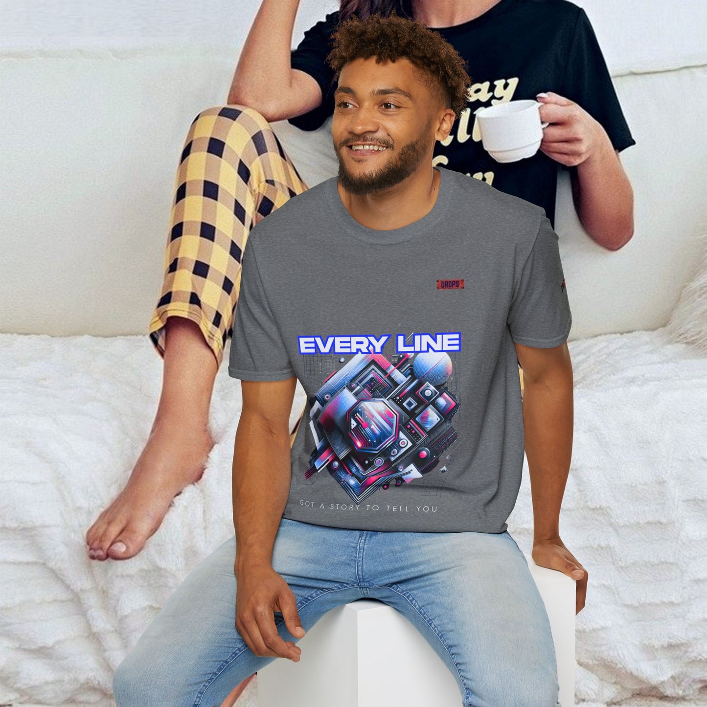Every Line Graphic Unisex Softstyle T-Shirt | Retro Art Tee, Casual Wear, Gift for Art Lovers, Streetwear, Everyday Style
