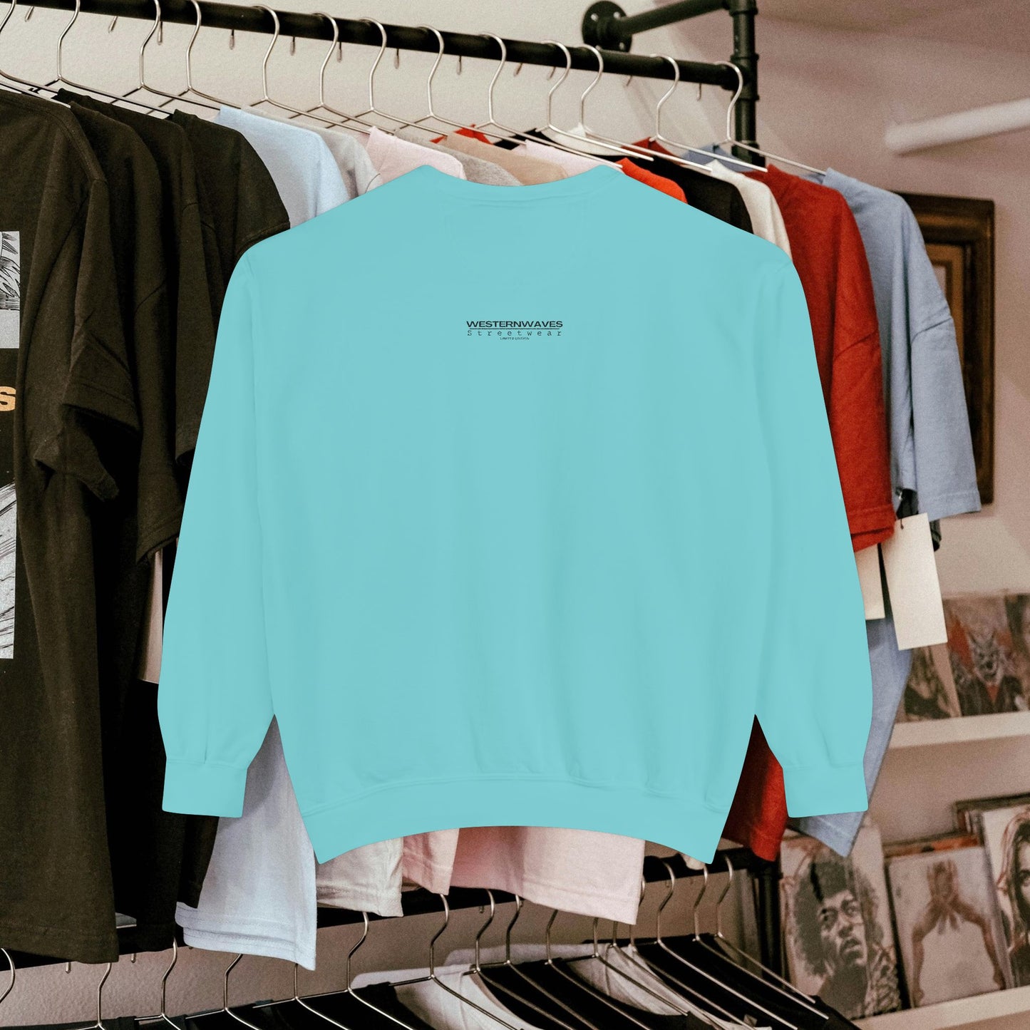 Unisex Garment-Dyed Sweatshirt_ N8+ Series SPW USMWSSFCNSS PT2WW001_ Limited Edition by WesternWaves: