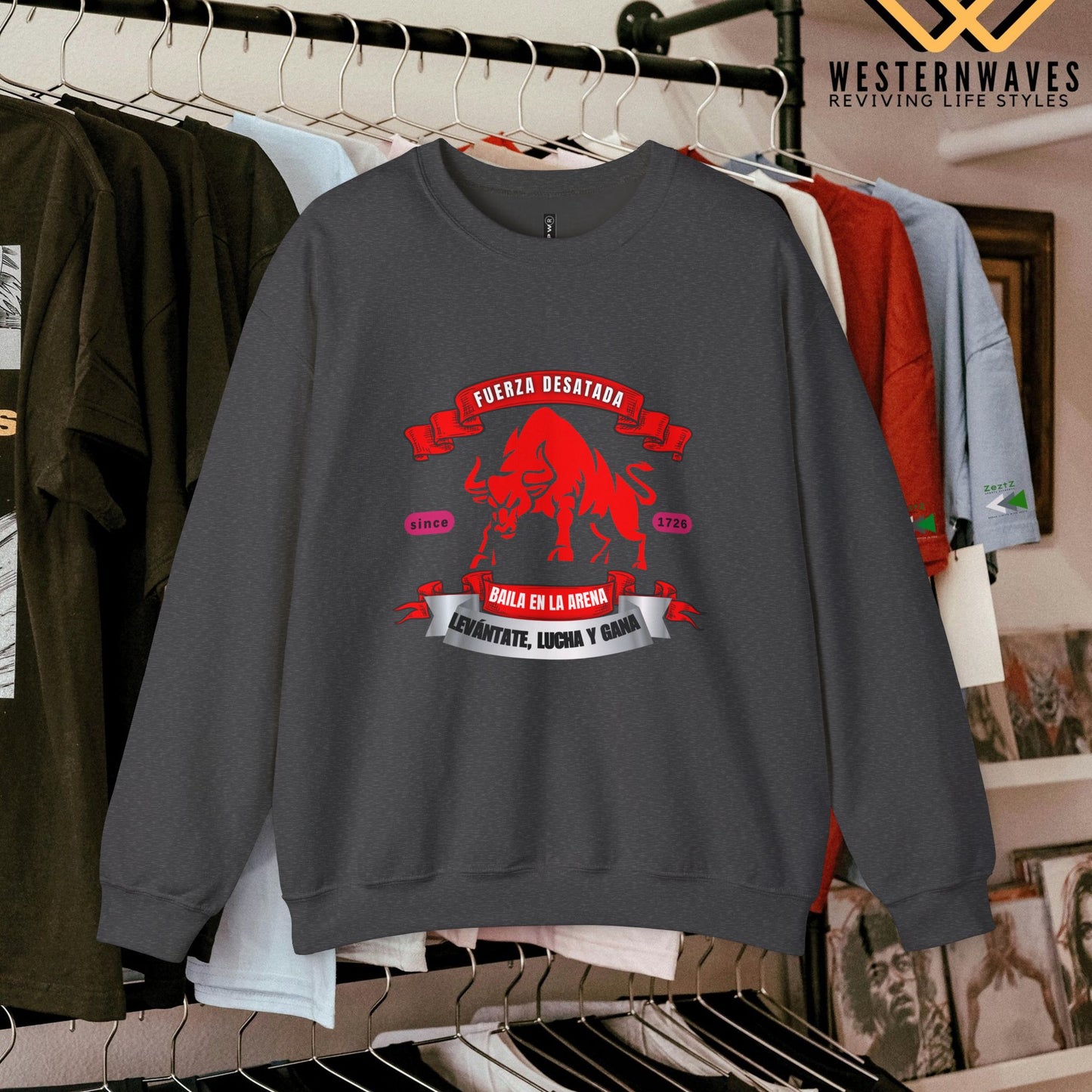 Unisex Heavy Blend™ Crewneck Sweatshirt_ N3+ Series UHBCSS PT2WW038_ Limited Edition Pure Luxury By WesternWaves: