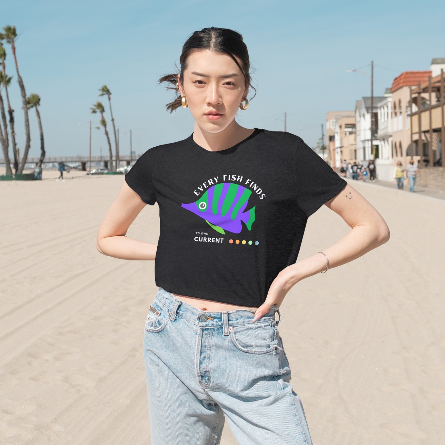 Women's Flowy Cropped Tee_ N+ Series WFCT PT2WW002_ Chic Comfort Tee by Bella + Canvas_ Limited Edition by WesternWaves: