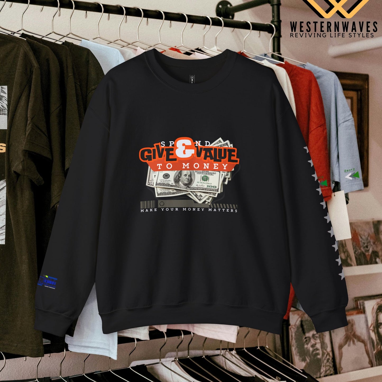 Unisex Heavy Blend™ Crewneck Sweatshirt_ N3+ Series UHBCSS PT2WW035_ Limited Edition Pure Luxury By WesternWaves: