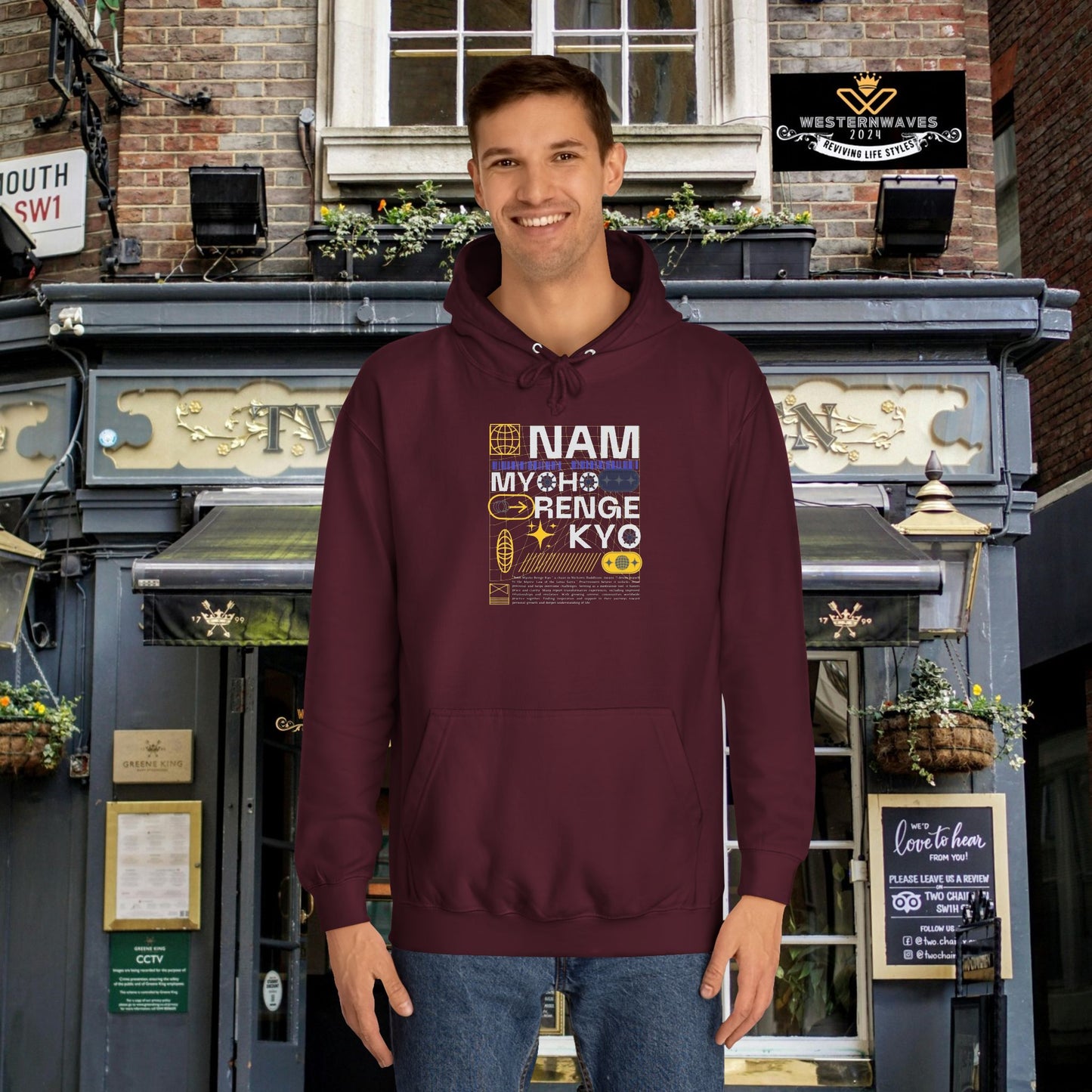 Unisex College Hoodie_ N2+ Series USCH PT2WW006_ Limited Edition Timeless Unisex Design by WesternWaves: