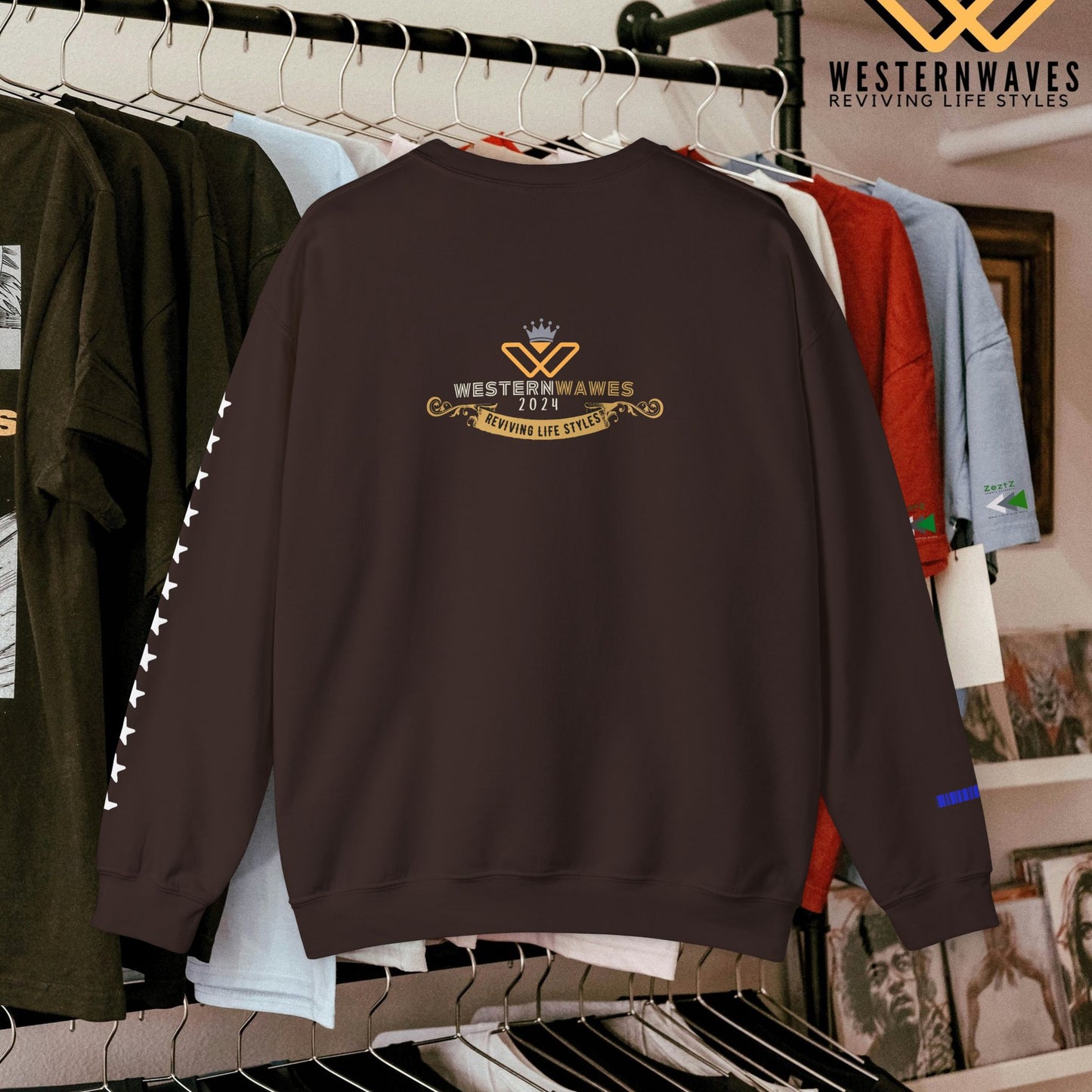 Unisex Heavy Blend™ Crewneck Sweatshirt_ N3+ Series UHBCSS PT2WV011_ Limited Edition Pure Luxury by WesternWaves: