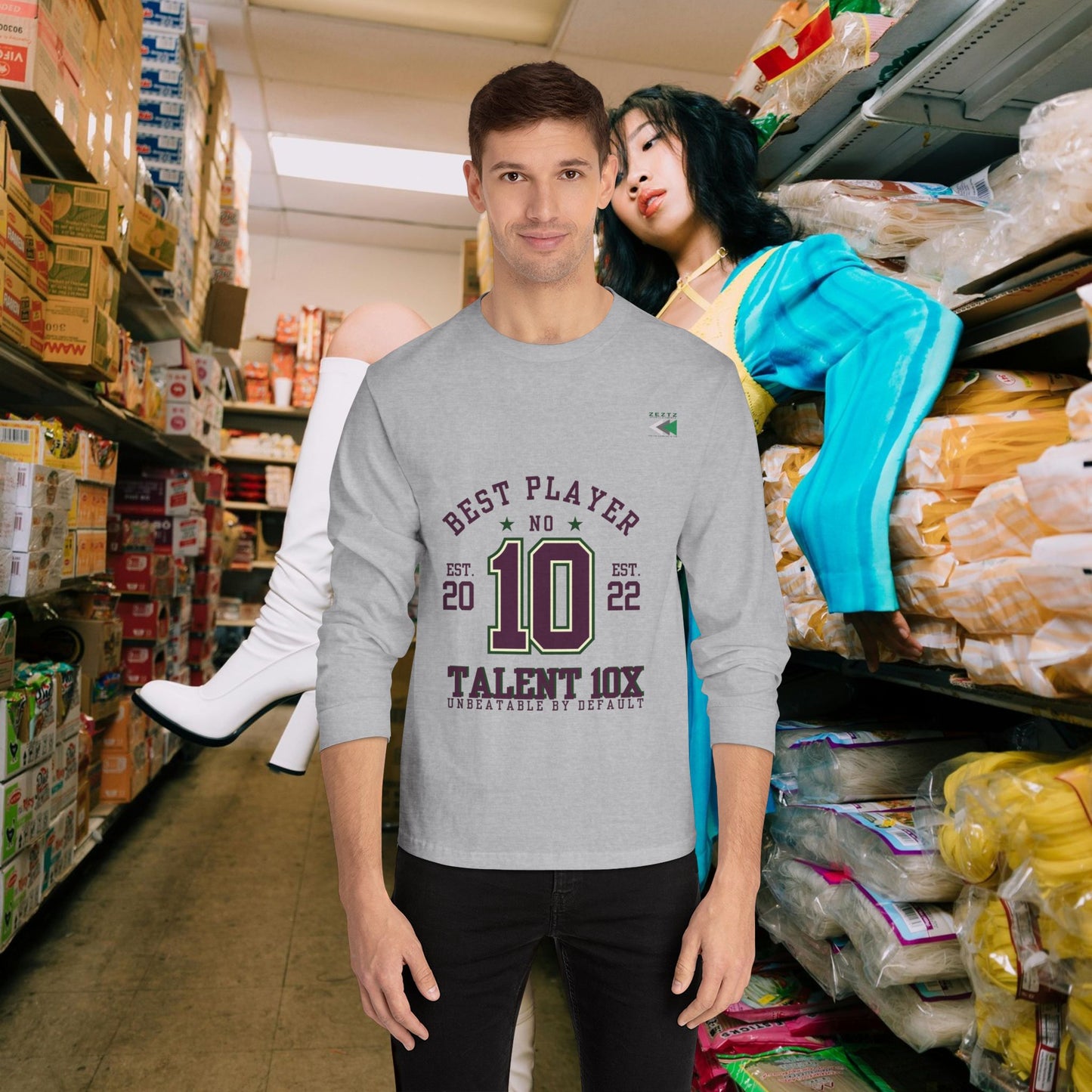 Unisex Classic Long Sleeve T-Shirt - Talent 10x, Perfect for Sports Lovers_ N6+ Series USCLSTS PT2WW001_ Limited Edition by WesternWaves: