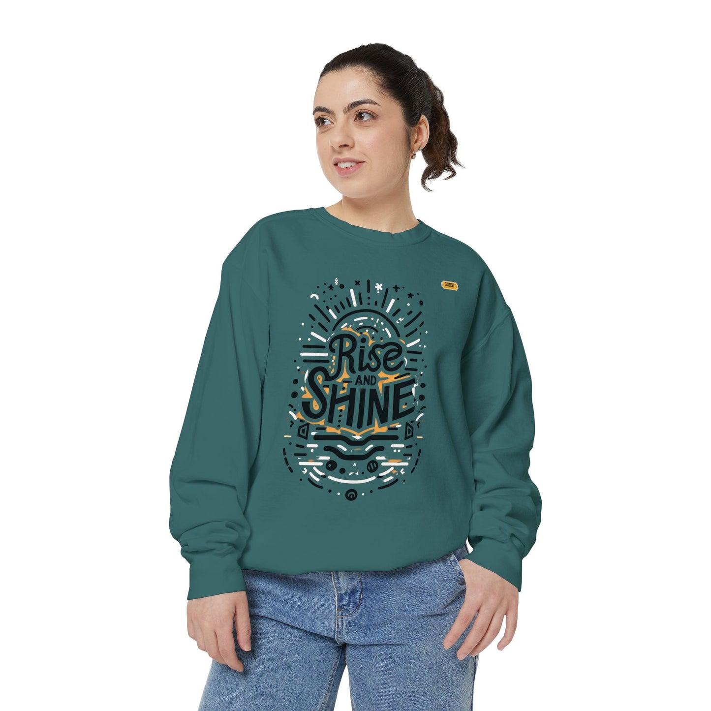 Motivational Unisex Garment-Dyed Sweatshirt, Cozy Pullover, Rise and Shine Apparel, Gift for Her, Inspirational Clothing