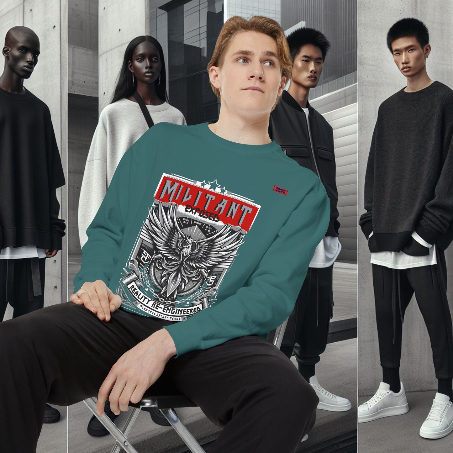 Unisex Garment-Dyed Sweatshirt_ N8+ Series SPW USMWSSFCNSS PT2WW001_ Limited Edition by WesternWaves: