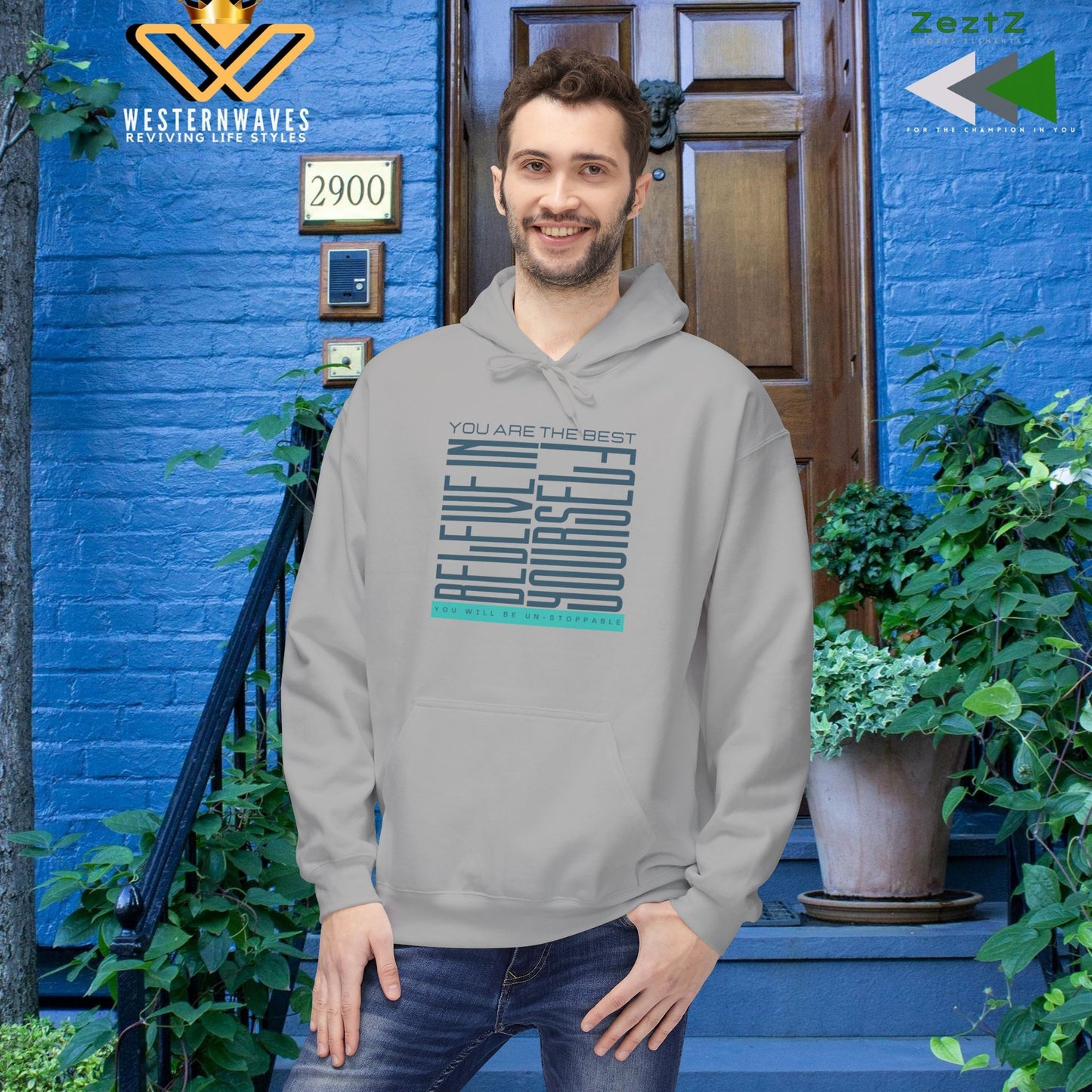 Unisex Midweight Softstyle Fleece Hoodie_ N2+ Series SMWSSFH PT2WW005_Limited Edition Luxuriously Soft 100% Cotton Face by WesternWaves: