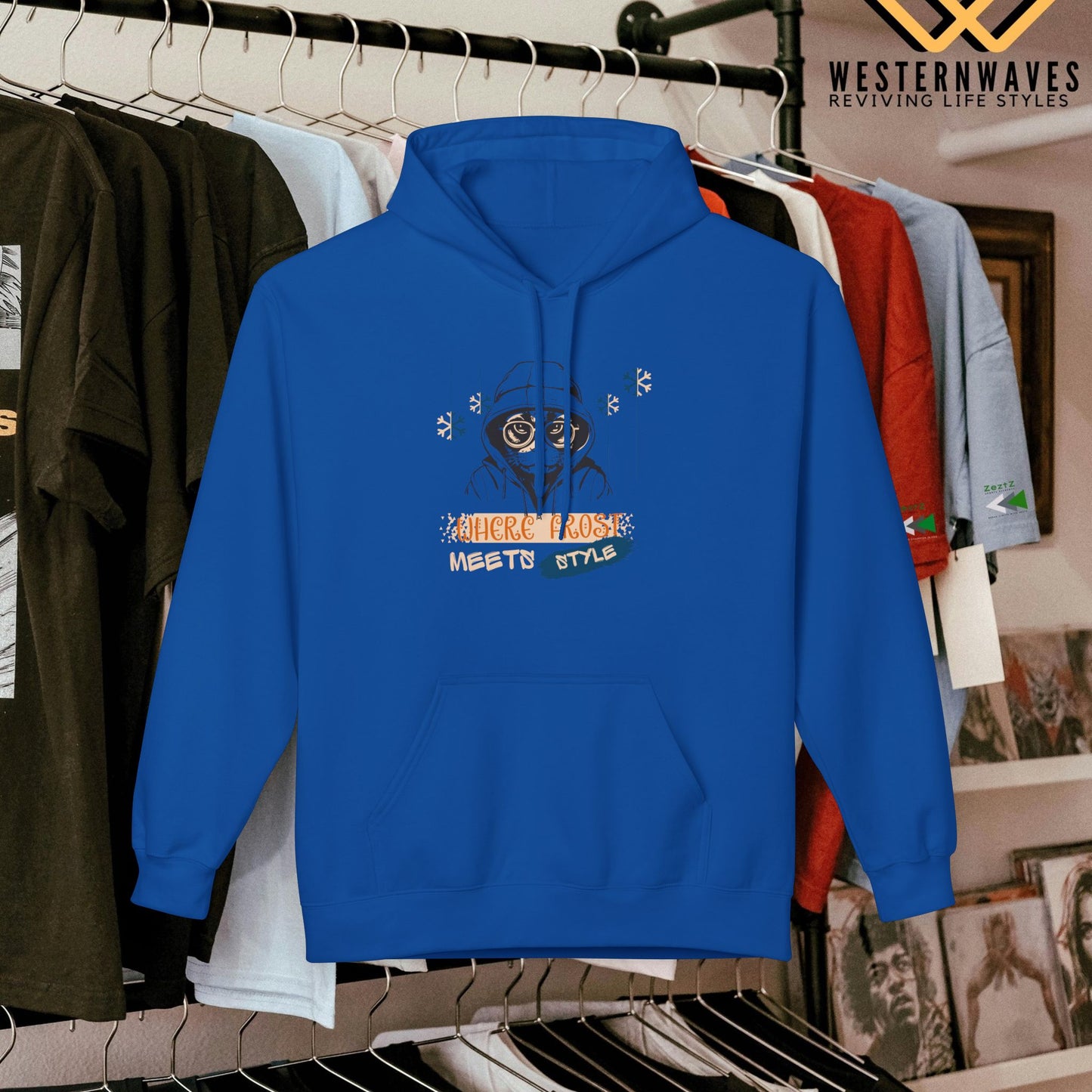 Unisex Midweight Softstyle Fleece Hoodie_ N3+ Series USMWSSFH PT2WW002_ Limited Edition Luxuriously Soft 100% Cotton Face by WesternWaves: