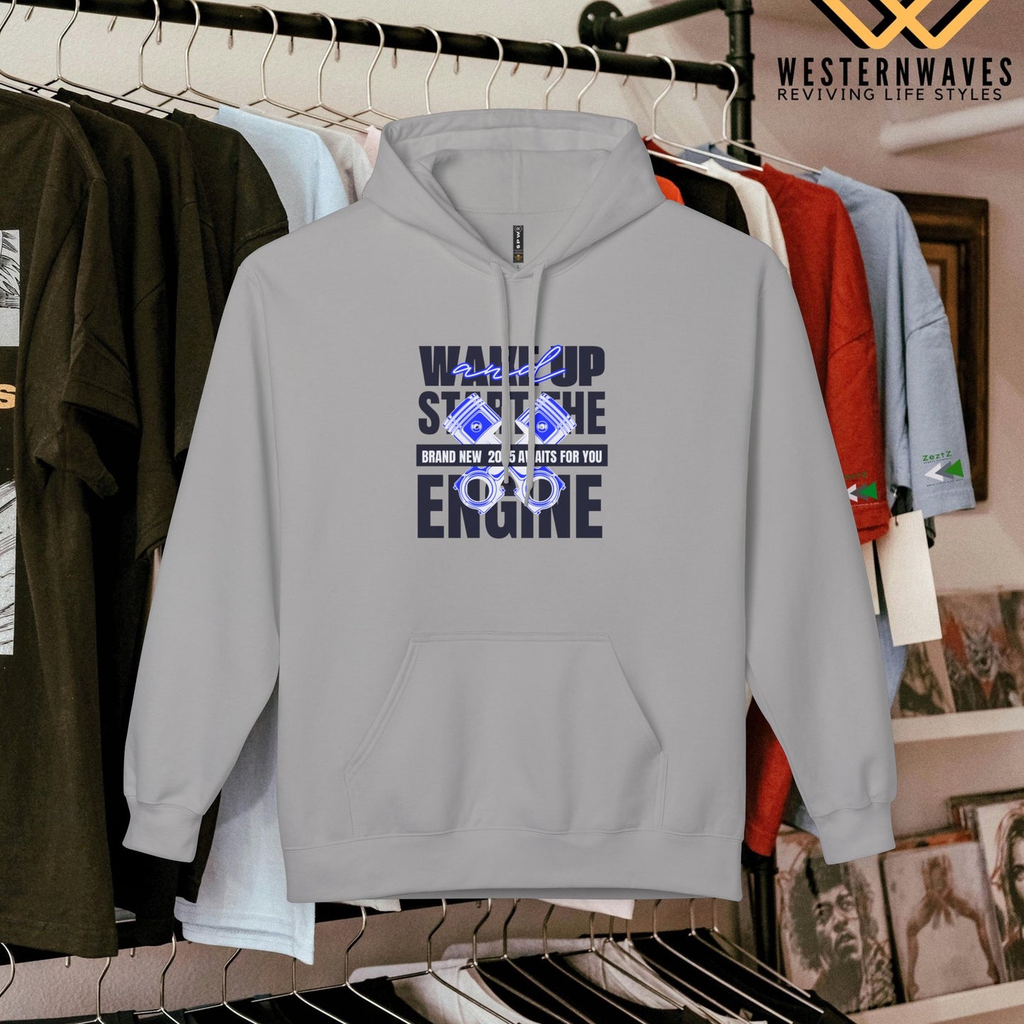 Unisex Midweight Softstyle Fleece Hoodie_ N3+ Series USMWSSFH PT2WW010_ Limited Edition Luxuriously Soft 100% Cotton Face by WesternWaves: