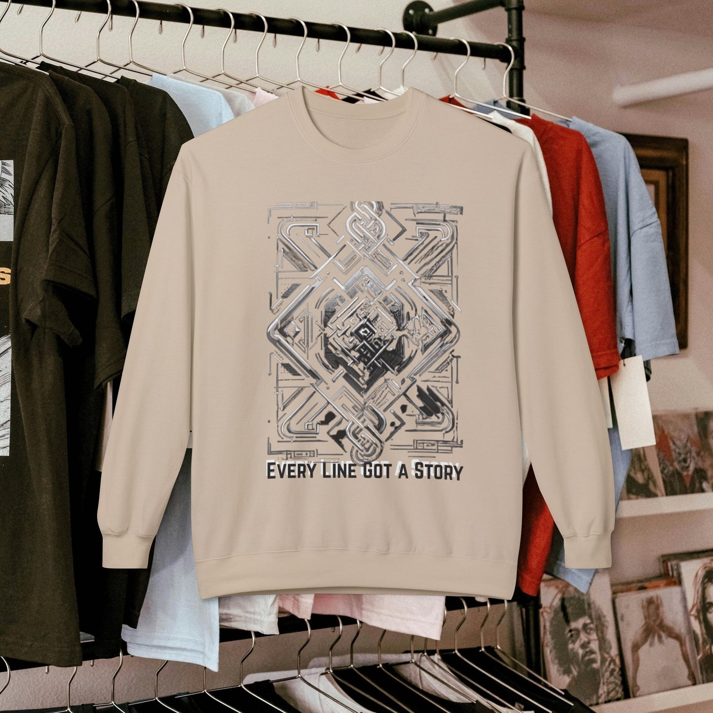 Every Line Got A Story Sweatshirt | Unisex Fleece Crewneck, Cozy Pullover, Artistic Gift, Casual Layer, Everyday Wear