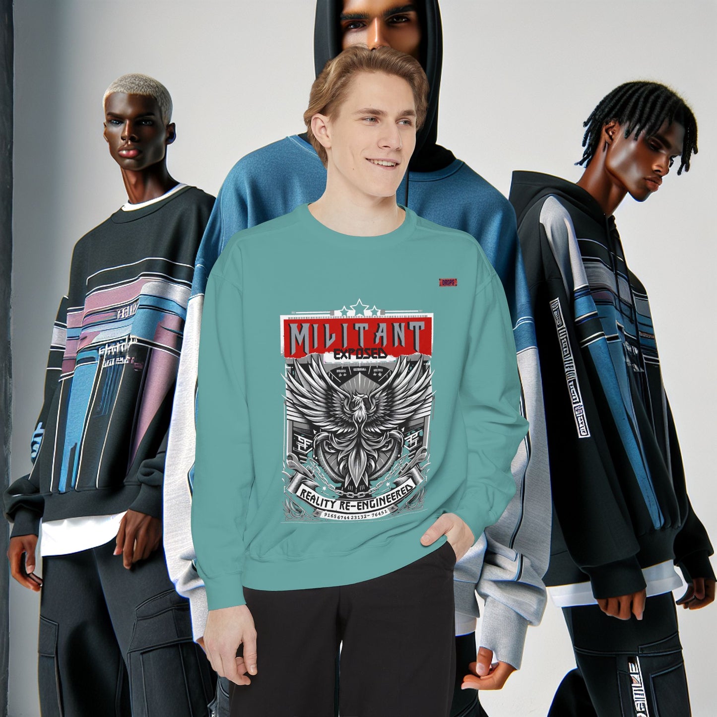 Unisex Garment-Dyed Sweatshirt_ N8+ Series SPW USMWSSFCNSS PT2WW001_ Limited Edition by WesternWaves: