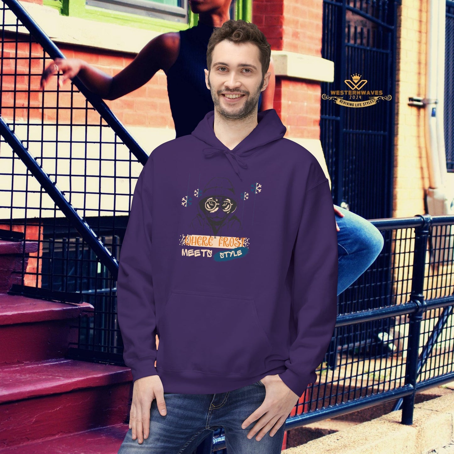 Unisex Midweight Softstyle Fleece Hoodie_ N3+ Series USMWSSFH PT2WW002_ Limited Edition Luxuriously Soft 100% Cotton Face by WesternWaves: