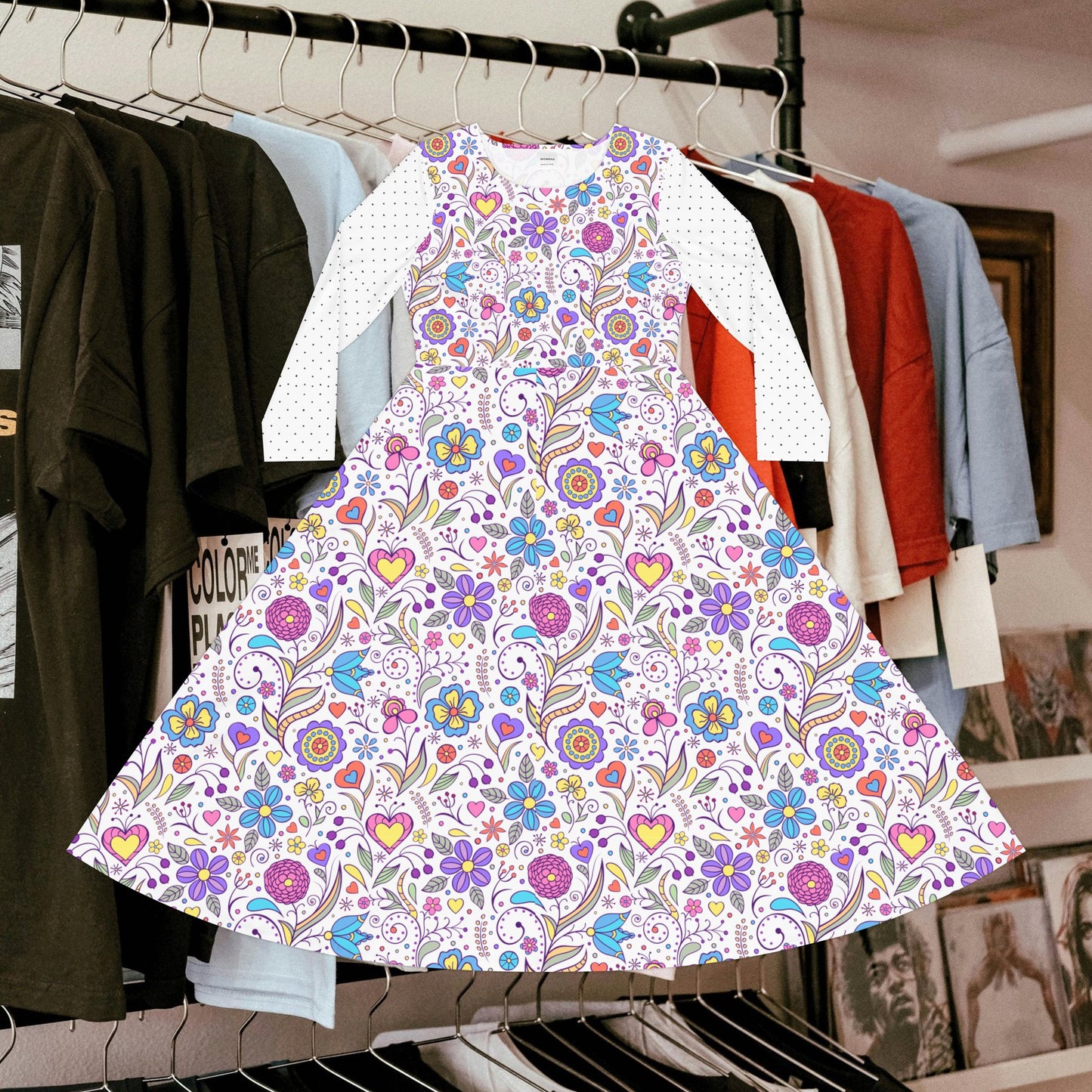 Women's Long Sleeve Dance Dress (AOP)_ N2 Series WLSDD PT2WW004_ Limited Edition Twirl & Shine Exclusively by WesternWaves: