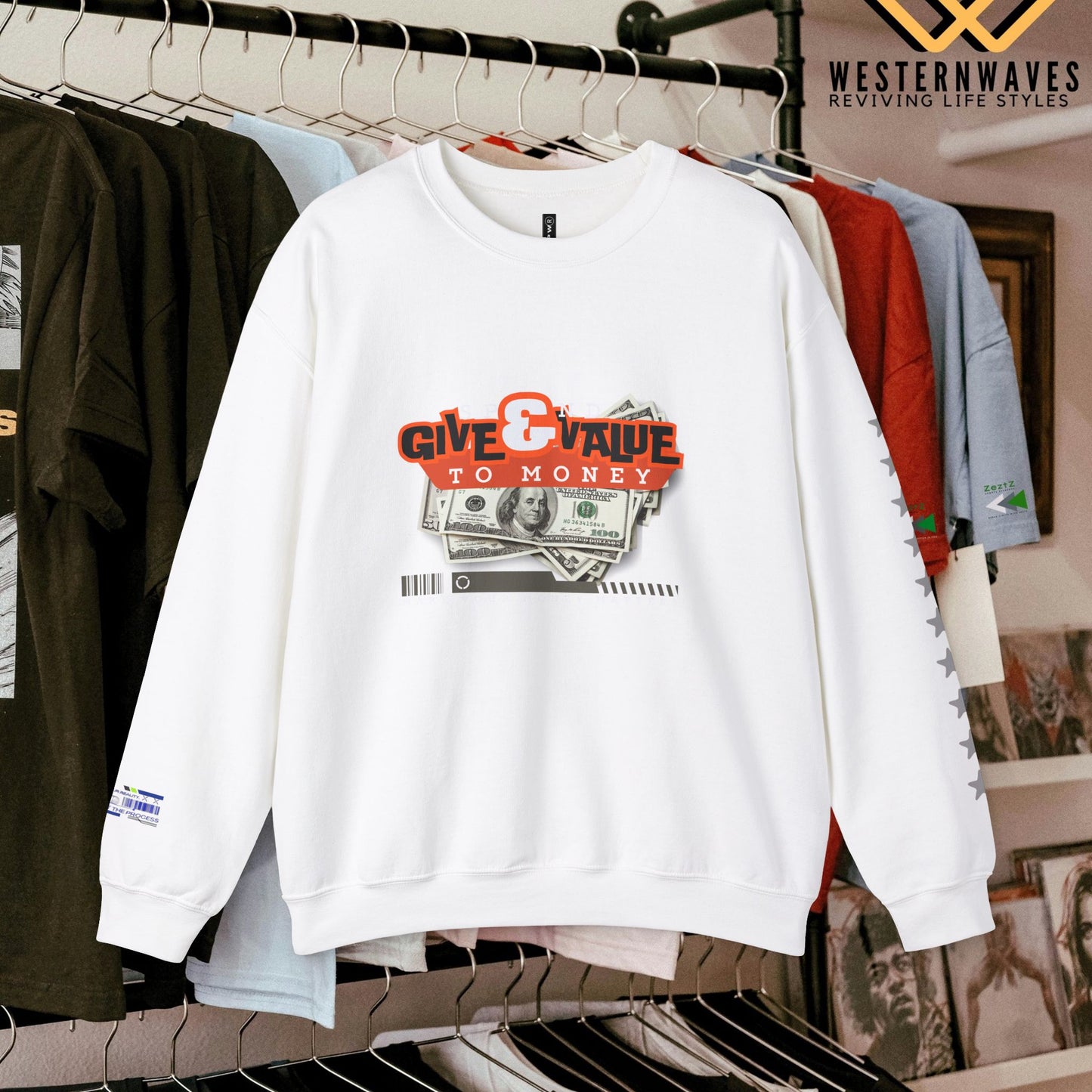 Unisex Heavy Blend™ Crewneck Sweatshirt_ N3+ Series UHBCSS PT2WW035_ Limited Edition Pure Luxury By WesternWaves: