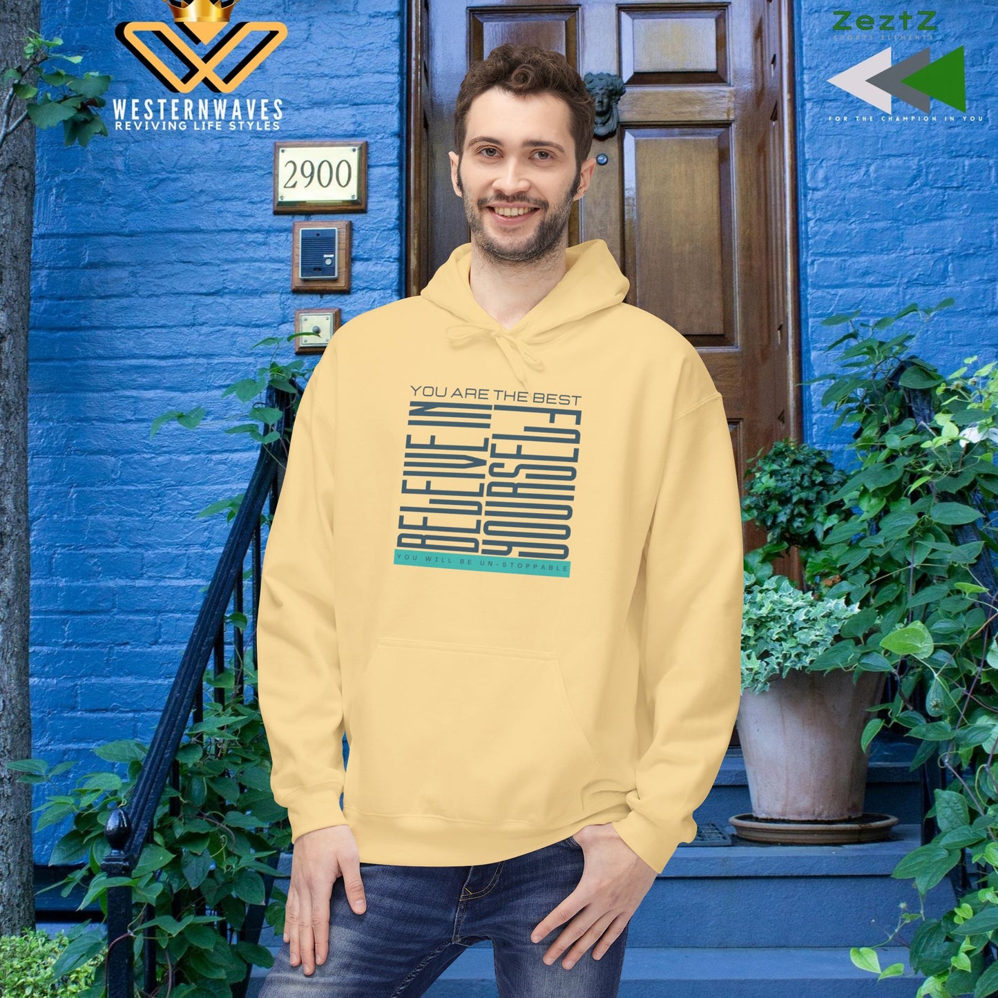 Unisex Midweight Softstyle Fleece Hoodie_ N2+ Series SMWSSFH PT2WW005_Limited Edition Luxuriously Soft 100% Cotton Face by WesternWaves:
