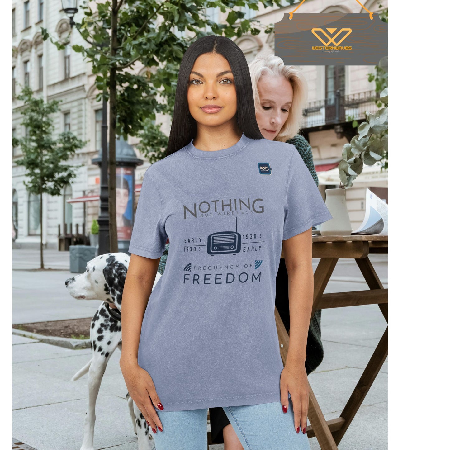 Unisex Vintage Acid Washed Freedom Tee – N6+ Series VAWFTEE PT2WW001_ Limited Edition by WesternWaves_