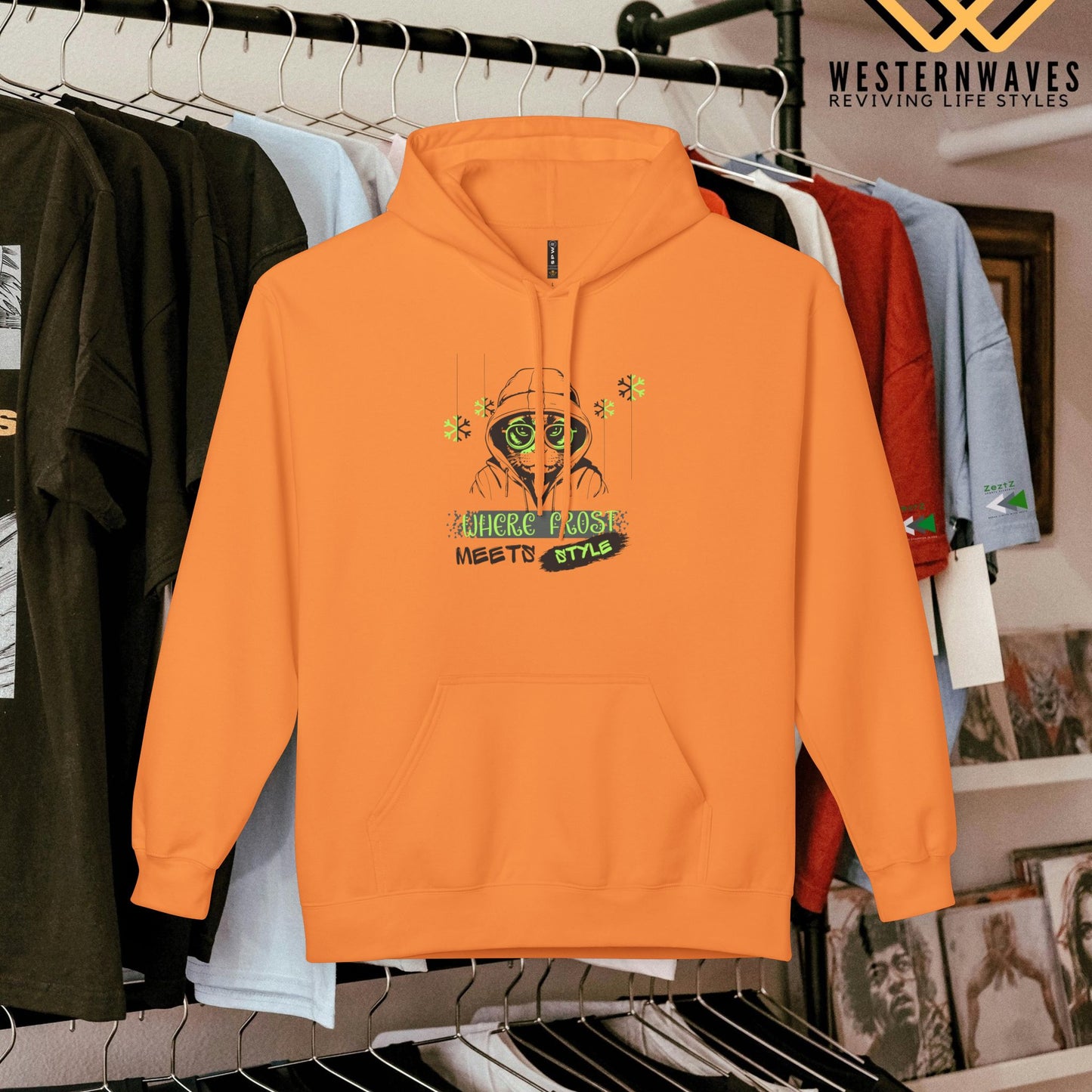 Unisex Midweight Softstyle Fleece Hoodie_ N3+ Series USMWSSFH PT2WW001_ Limited Edition Luxuriously Soft 100% Cotton Face by WesternWaves: