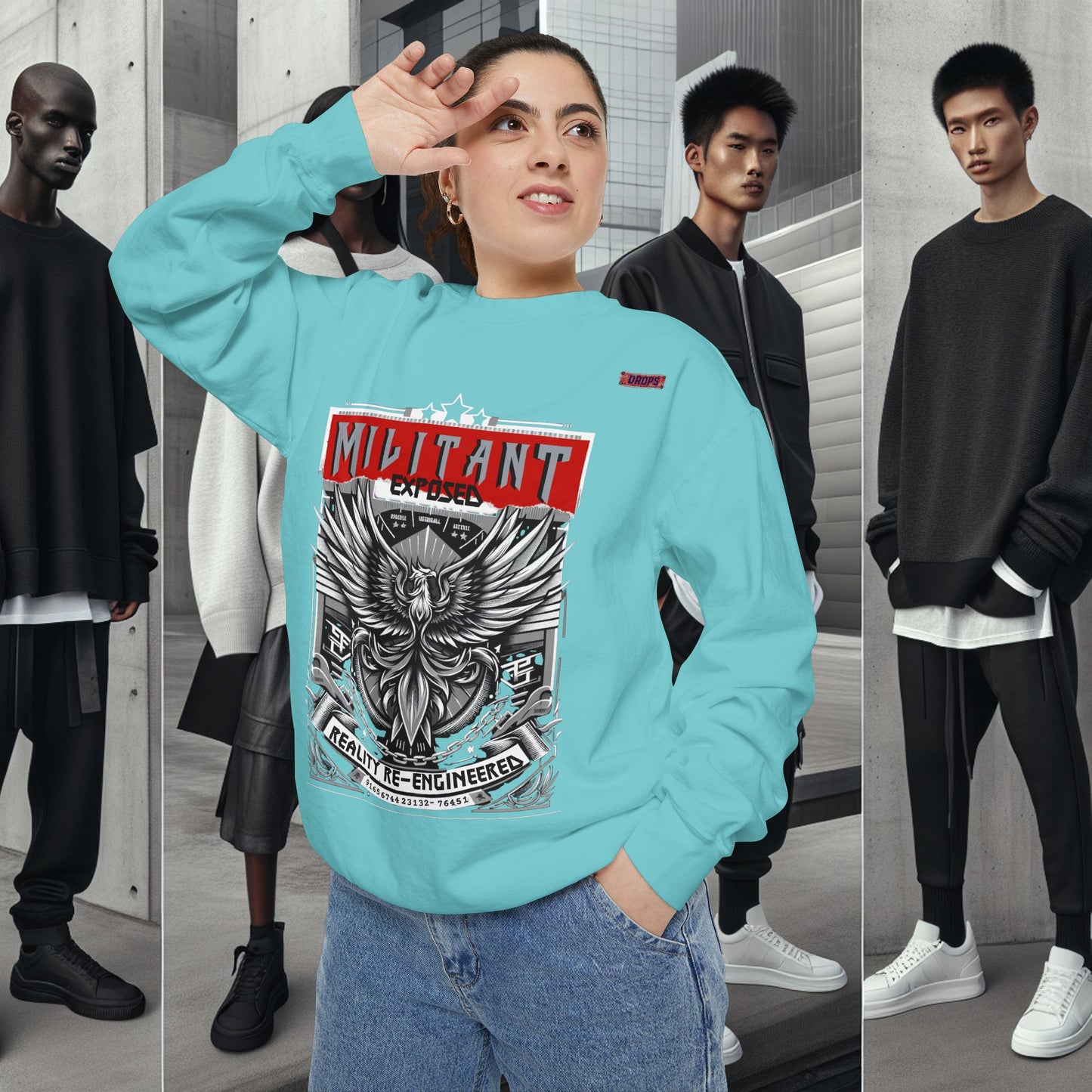 Unisex Garment-Dyed Sweatshirt_ N8+ Series SPW USMWSSFCNSS PT2WW001_ Limited Edition by WesternWaves: