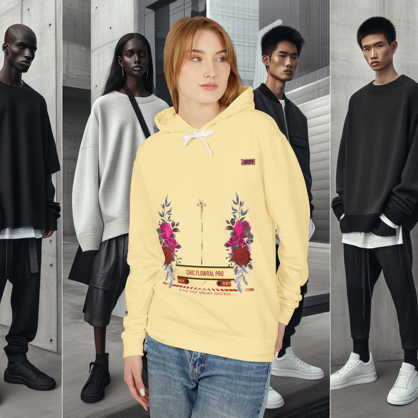 Lightweight Hooded Sweatshirt_ Series UWD 053_ Limited Edition Floral Streetwear by WesternWaves: