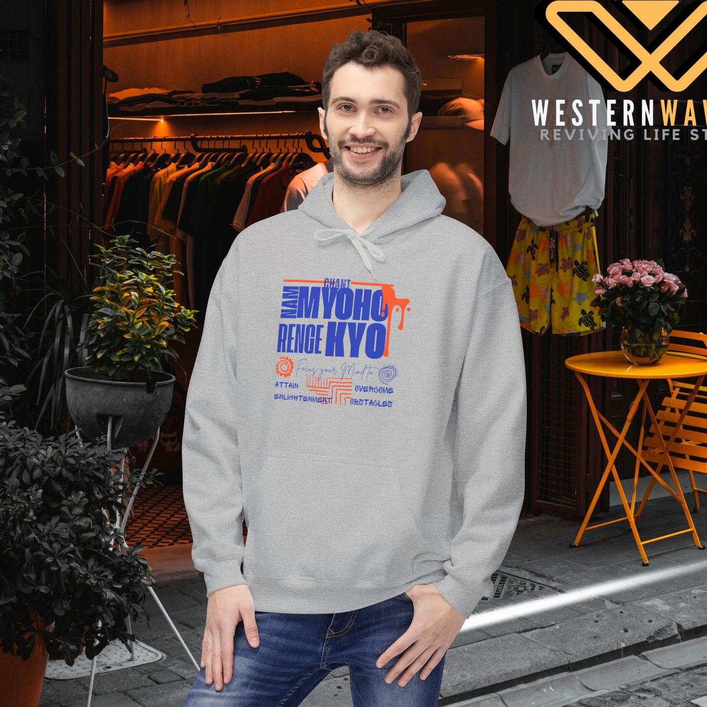 Unisex Midweight Softstyle Fleece Hoodie_ N3+ Series USMWSSFH PT2WW003_ Limited Edition Luxuriously Soft 100% Cotton Face by WesternWaves:
