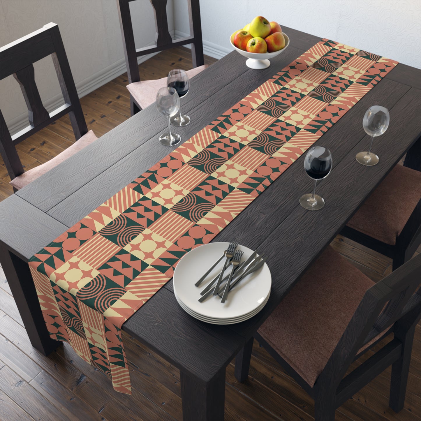 Table Runner (Cotton, Poly)_ Elegant Black Rare Design of a Table Runner_ N7+ Series TRUNNER PT2WW002_ Limited Edition by WesternWaves_