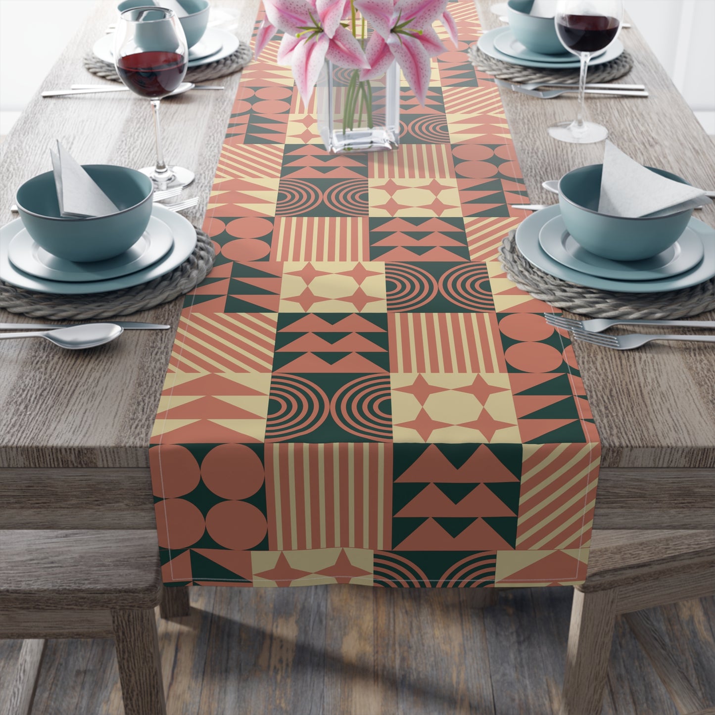 Table Runner (Cotton, Poly)_ Elegant Black Rare Design of a Table Runner_ N7+ Series TRUNNER PT2WW002_ Limited Edition by WesternWaves_