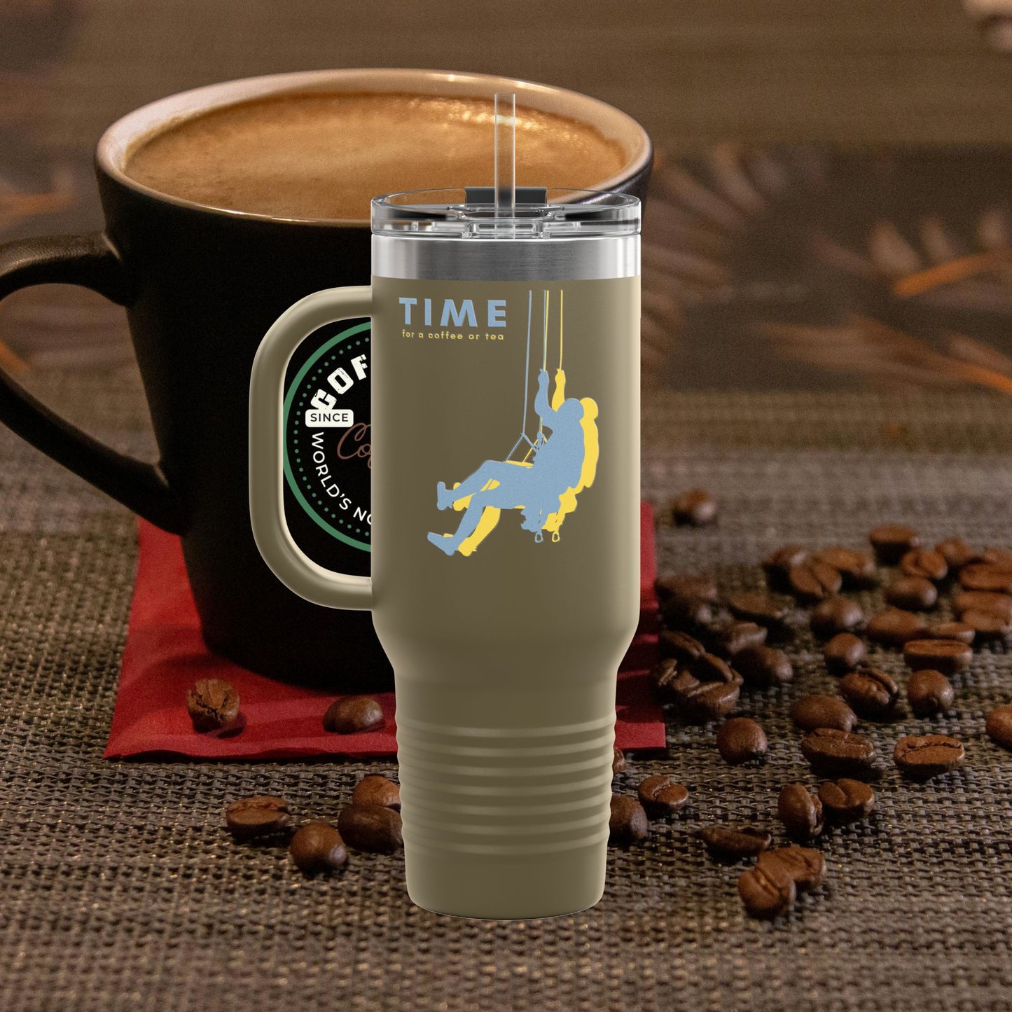 Adventure Insulated Travel Mug_ 40oz with Time & Freedom Design_ N7+ Series AITMUG PT2WW001_ Limited Edition by WesternWaves: