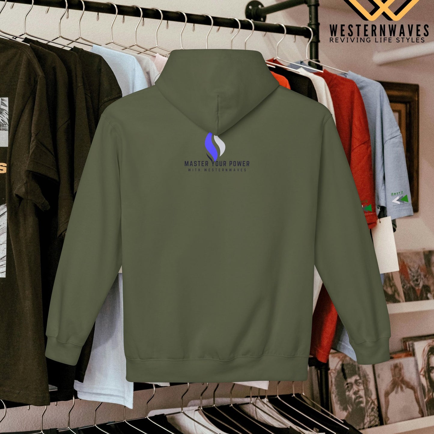 Unisex Midweight Softstyle Fleece Hoodie_ N3+ Series USMWSSFH PT2WW006_ Limited Edition Luxuriously Soft 100% Cotton Face by WesternWaves: