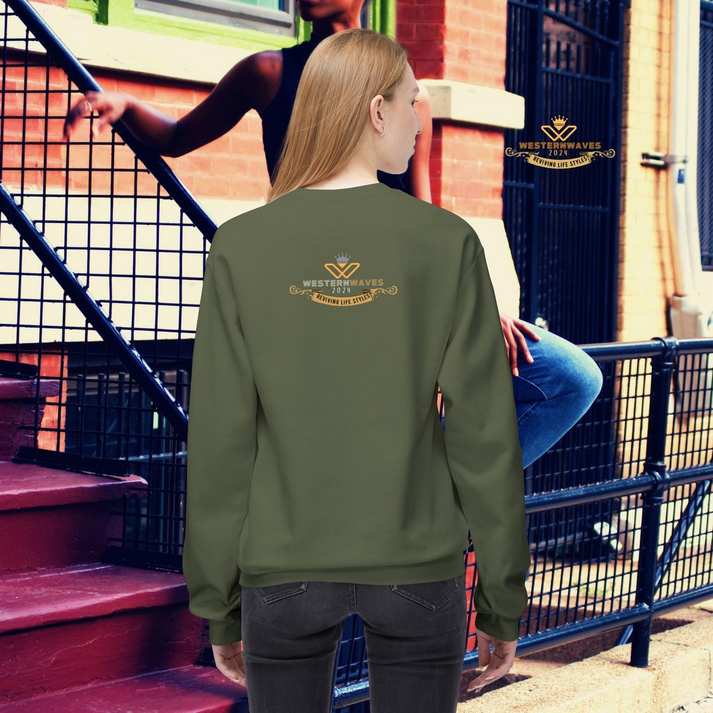Unisex Midweight Fleece Crewneck Sweatshirt_ N3+ Series UXMWFCS PT2WW015_ WesternWaves Signature Limited Edition: