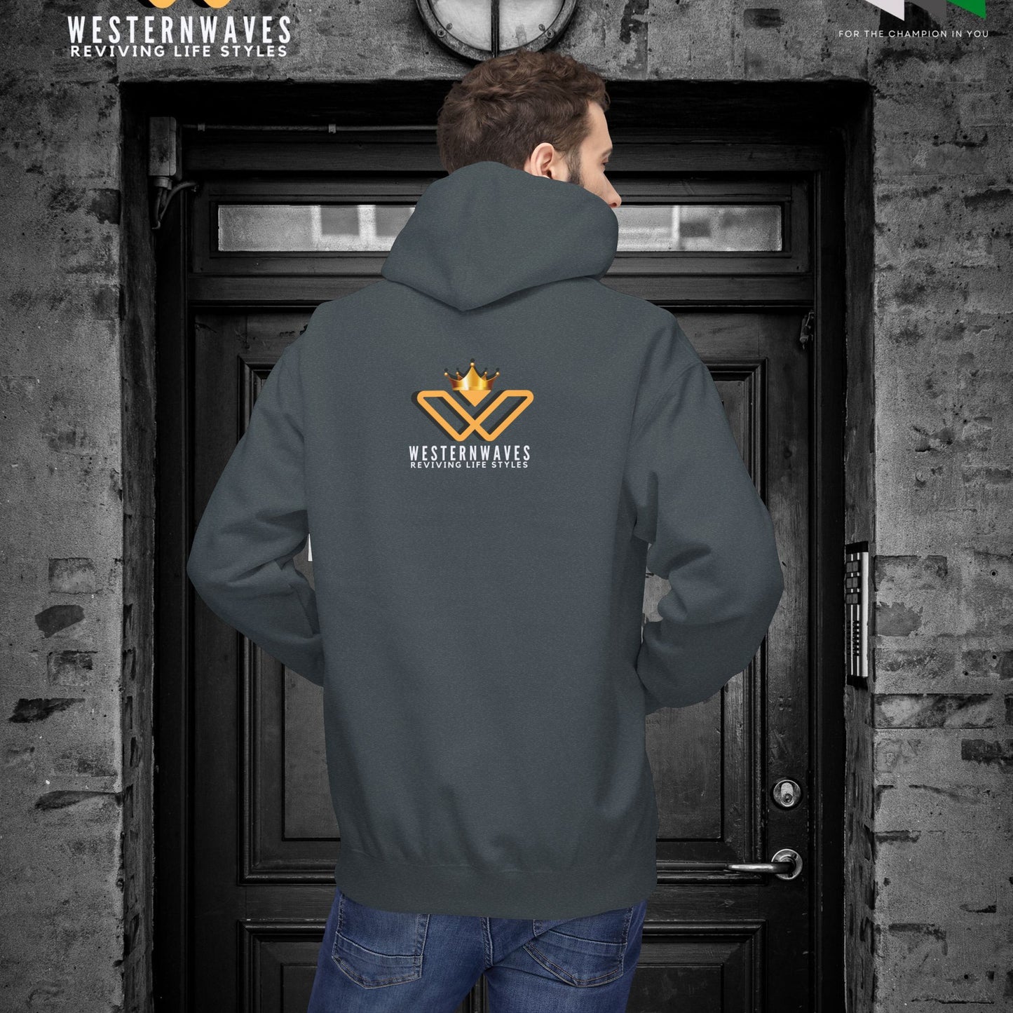Unisex Midweight Softstyle Fleece Hoodie_ N3+ Series USMWSSFH PT2WW009_ Limited Edition Luxuriously Soft 100% Cotton Face by WesternWaves: