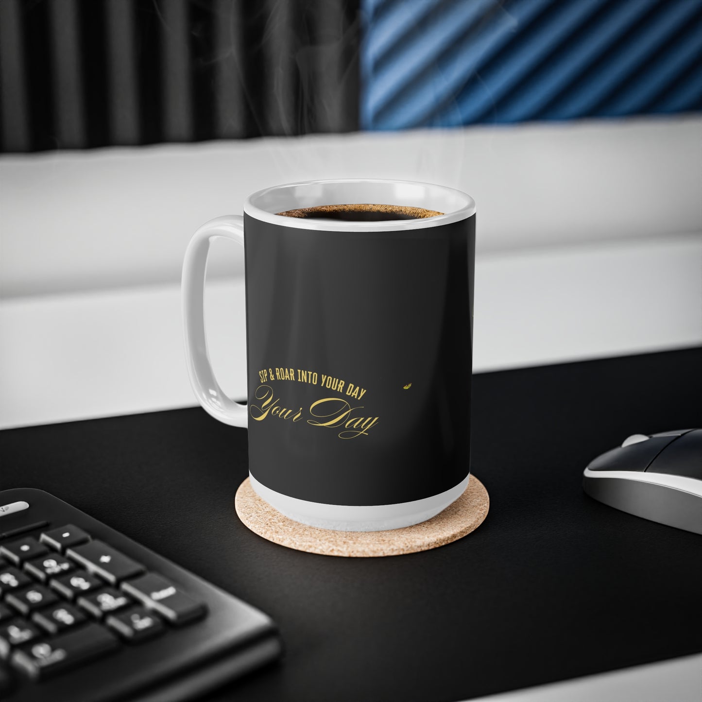 Motivational Ceramic Coffee Mug - Sip & Roar Into Your Day - 11oz & 15oz_30 April 2025_ 002