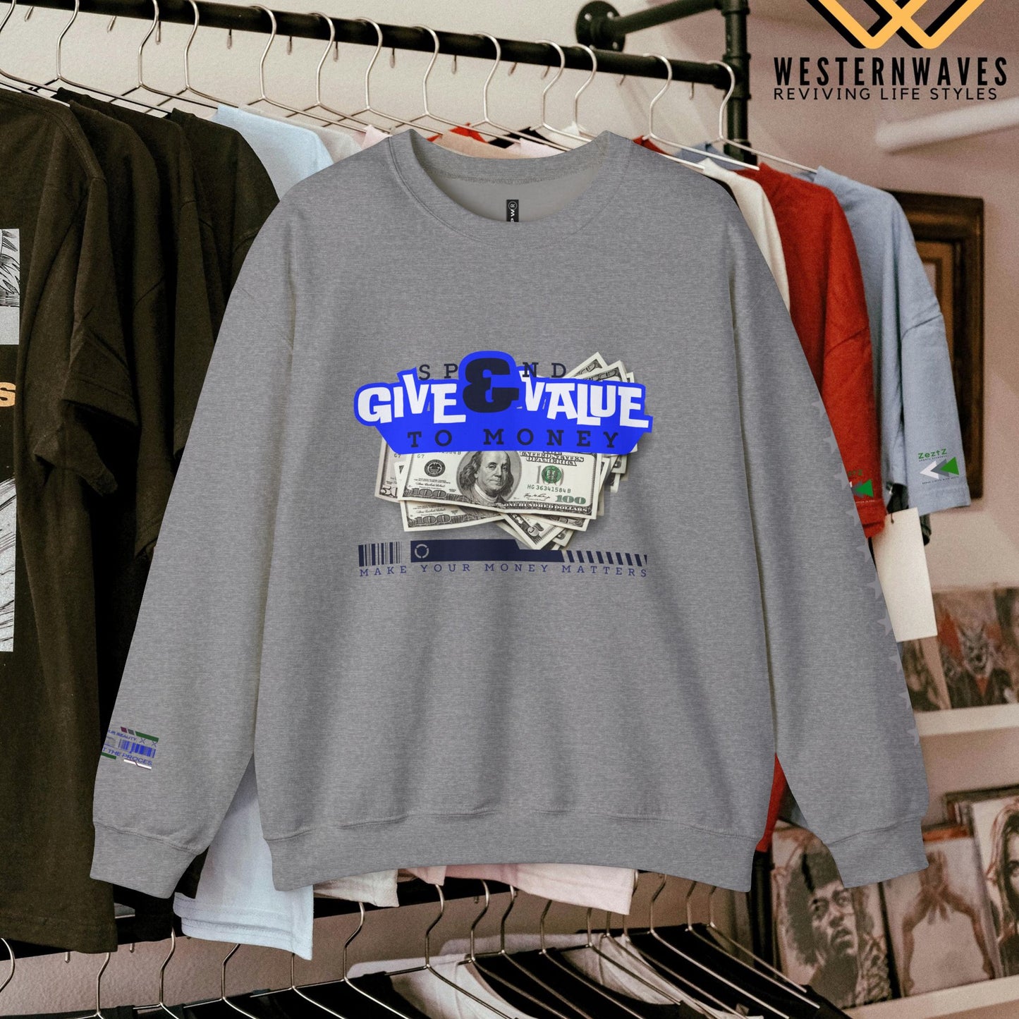 Unisex Heavy Blend™ Crewneck Sweatshirt_ N3+ Series UHBCSS PT2WW036_ Limited Edition Pure Luxury By WesternWaves: