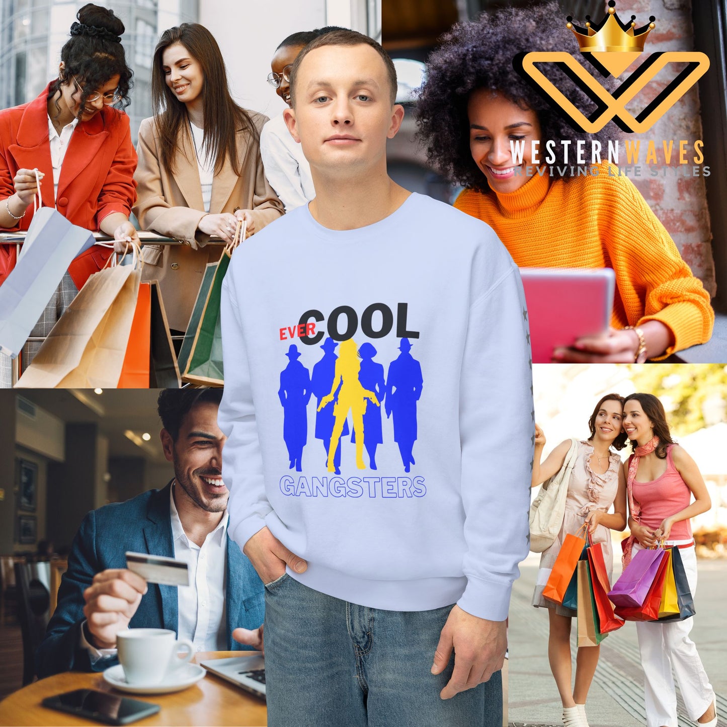 Unisex Lightweight Crewneck Sweatshirt_ N3+ Series ULWCSS PT2WW001_ Limited Edition by WesternWaves:
