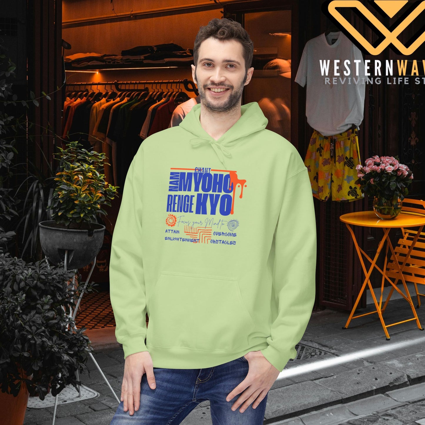 Unisex Midweight Softstyle Fleece Hoodie_ N3+ Series USMWSSFH PT2WW003_ Limited Edition Luxuriously Soft 100% Cotton Face by WesternWaves: