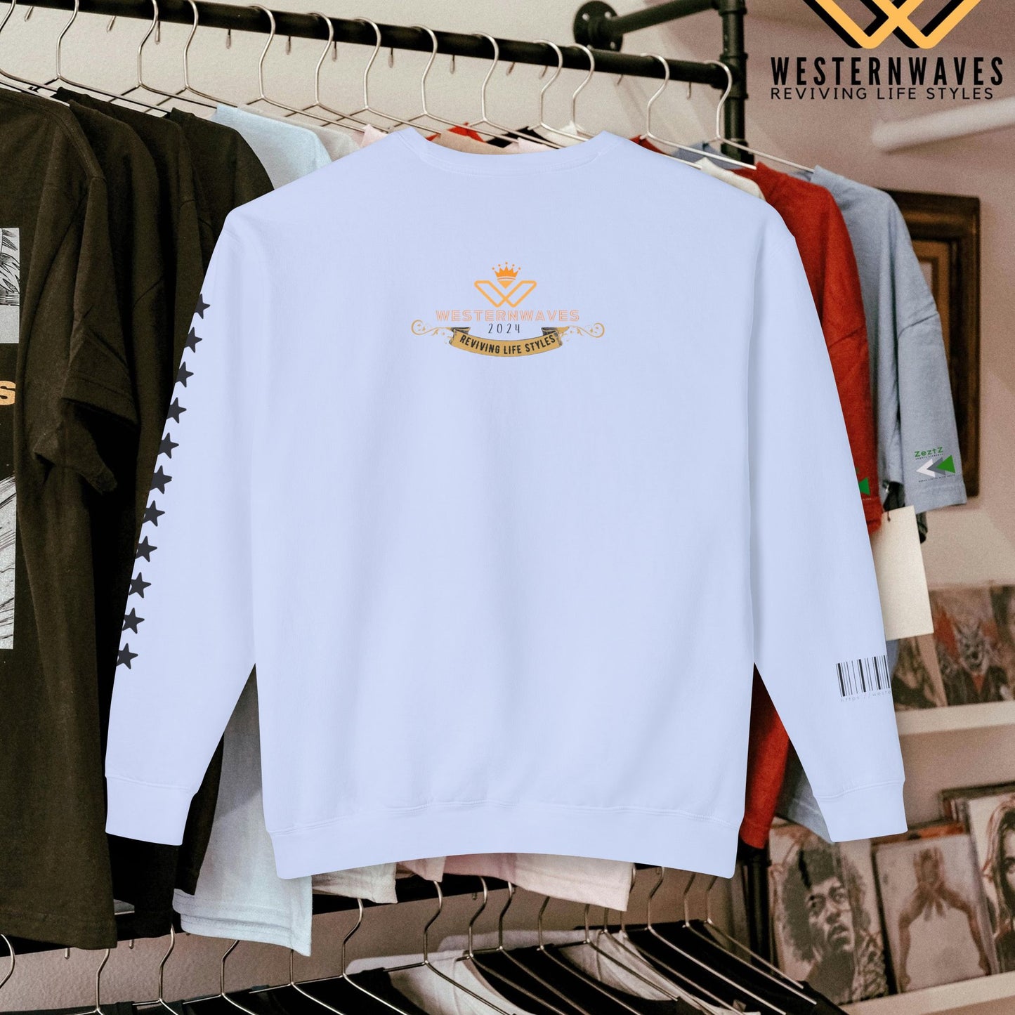 Unisex Lightweight Crewneck Sweatshirt_ N3+ Series ULWCSS PT2WW013_ Limited Edition Conscious Fashion Collaboration by WesternWaves: